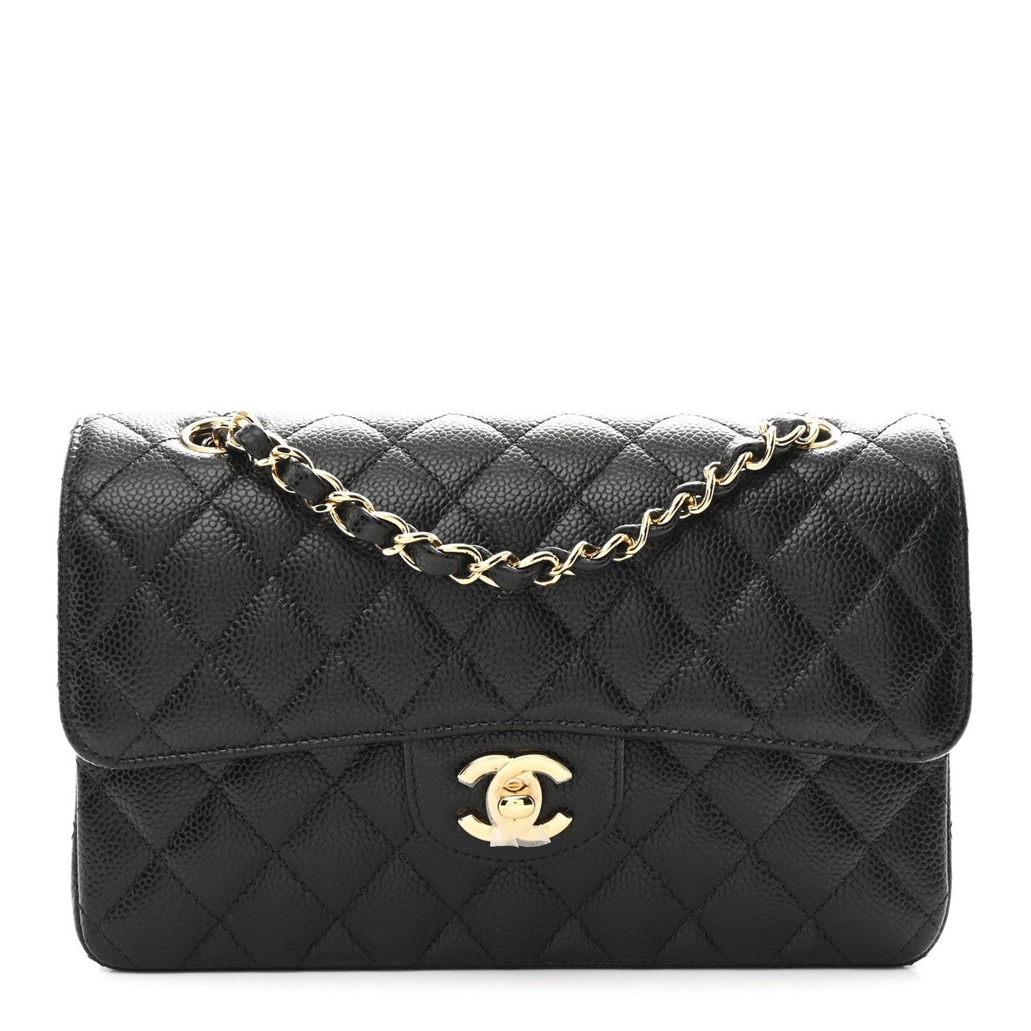 Caviar Quilted Small Double Flap Black