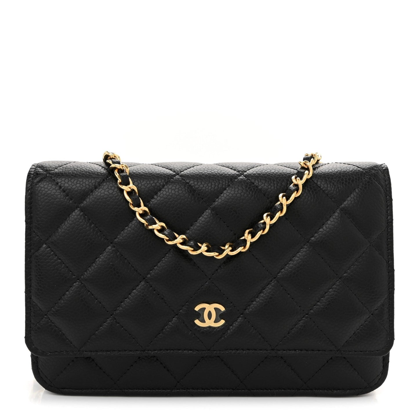 Caviar Quilted Wallet on Chain WOC Black
