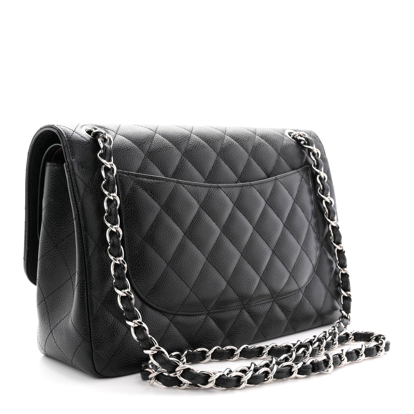 Caviar Quilted Jumbo Double Flap Black