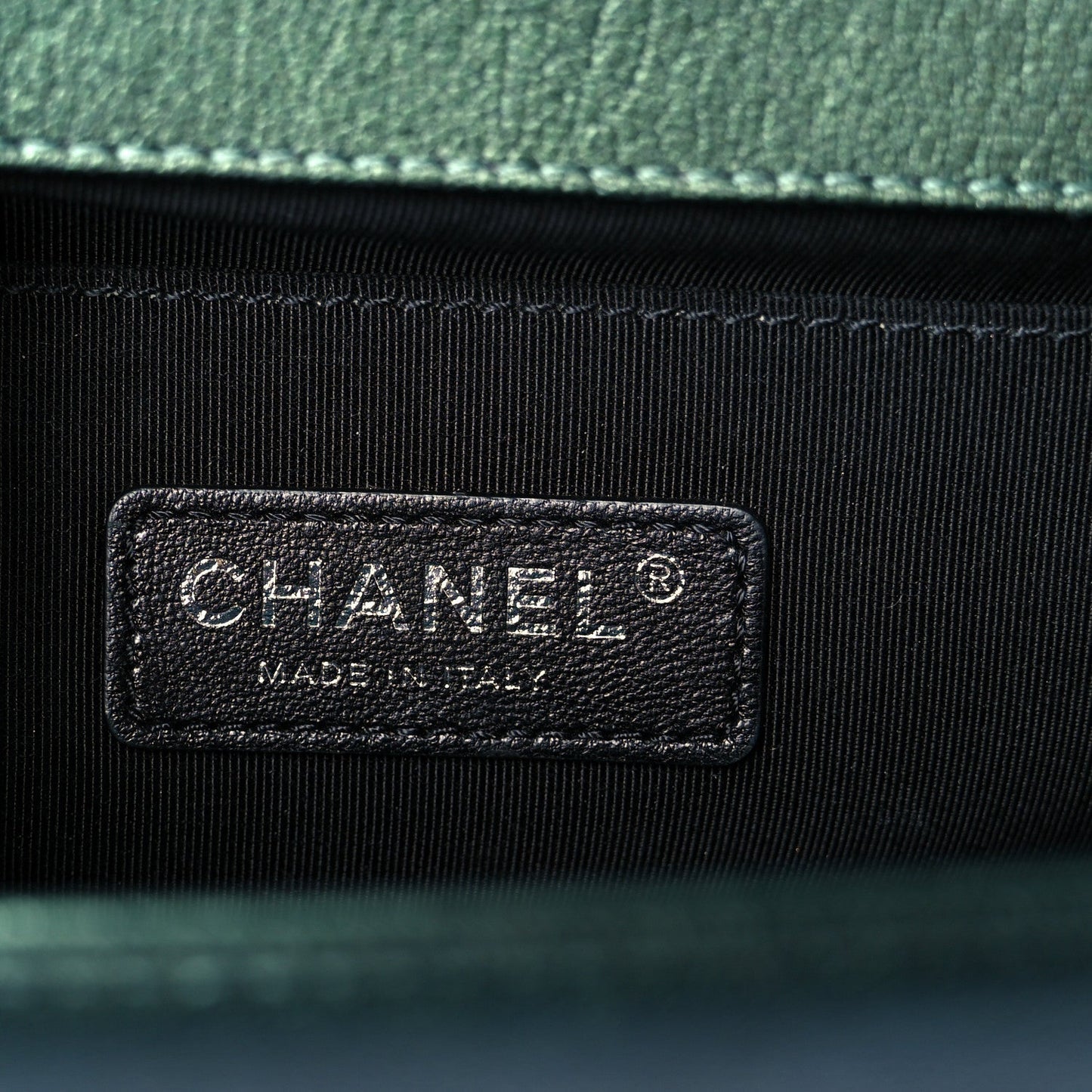 Iridescent Goatskin Quilted Medium Boy Flap Green