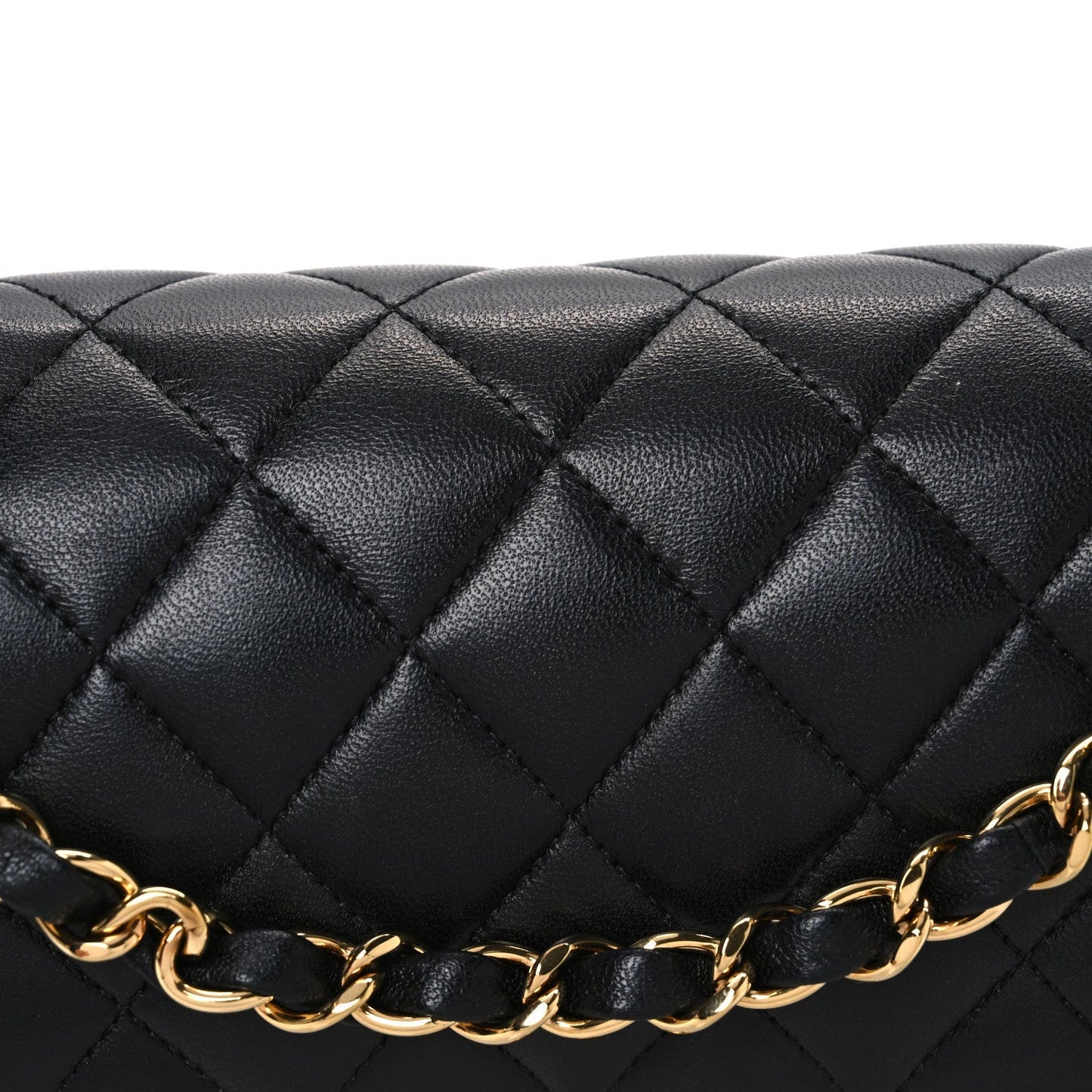Lambskin Quilted Small Double Flap Black