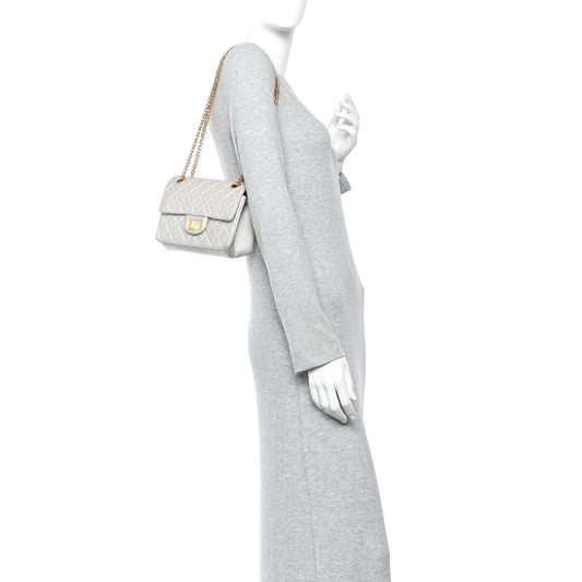 Metallic Goatskin Quilted 2.55 Reissue Mini Flap Silver