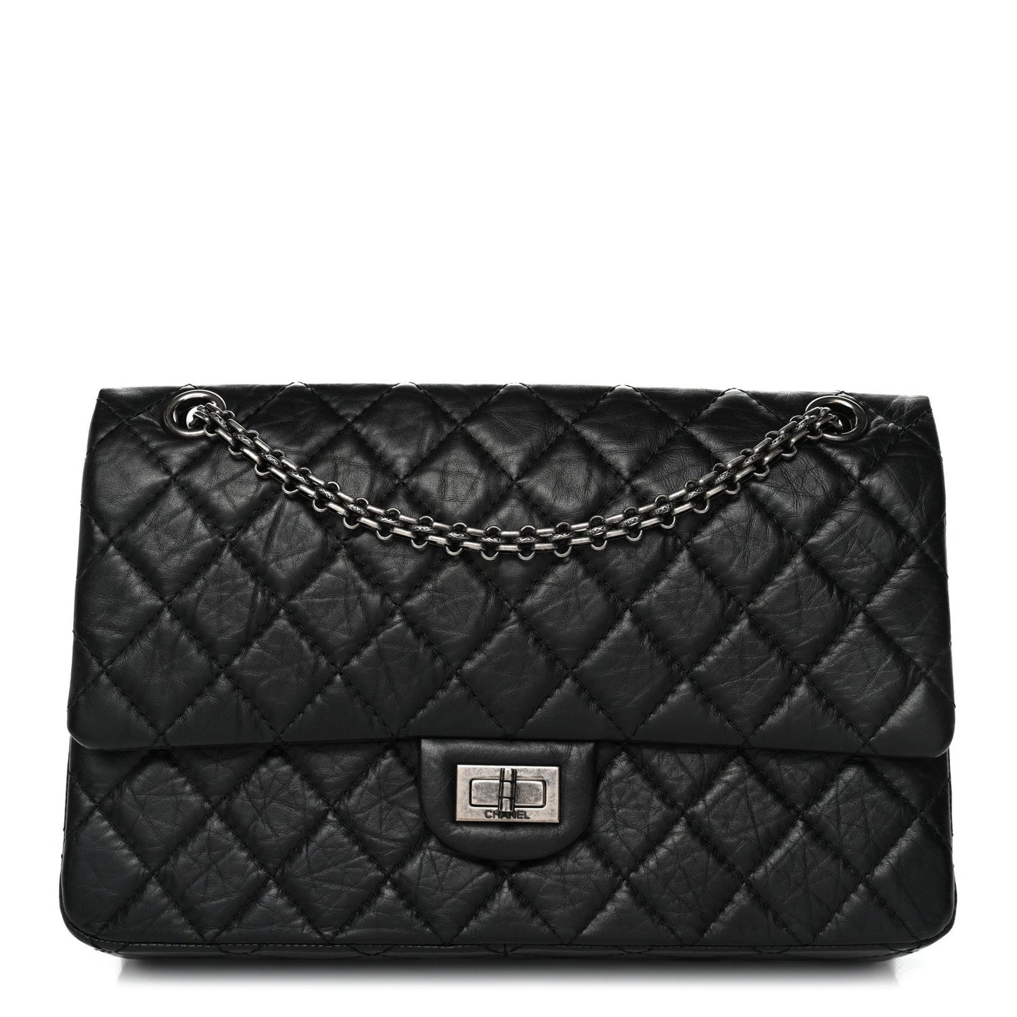 Aged Calfskin Quilted 2.55 Reissue 226 Flap Black