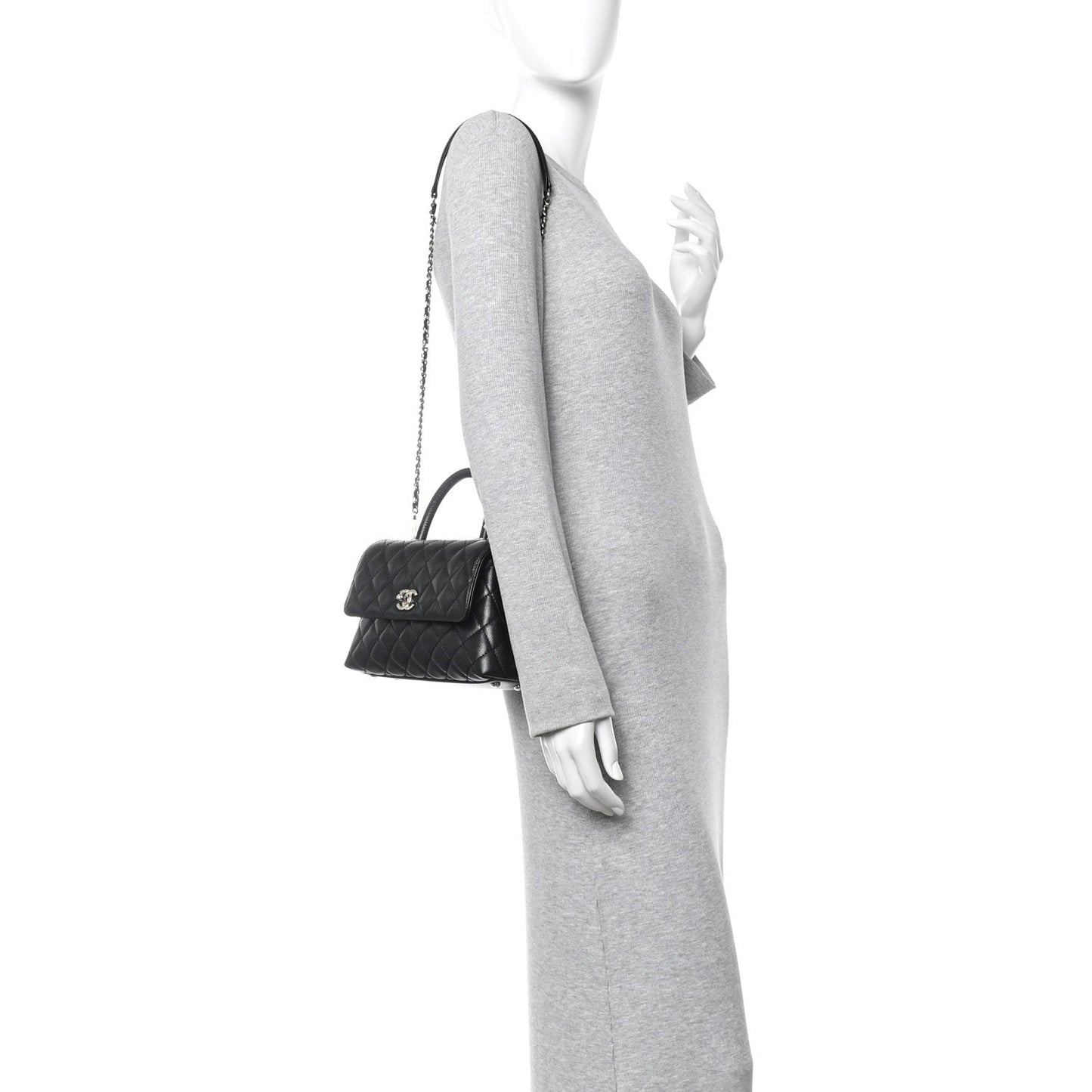 Caviar Quilted Mini Coco Handle Flap Black