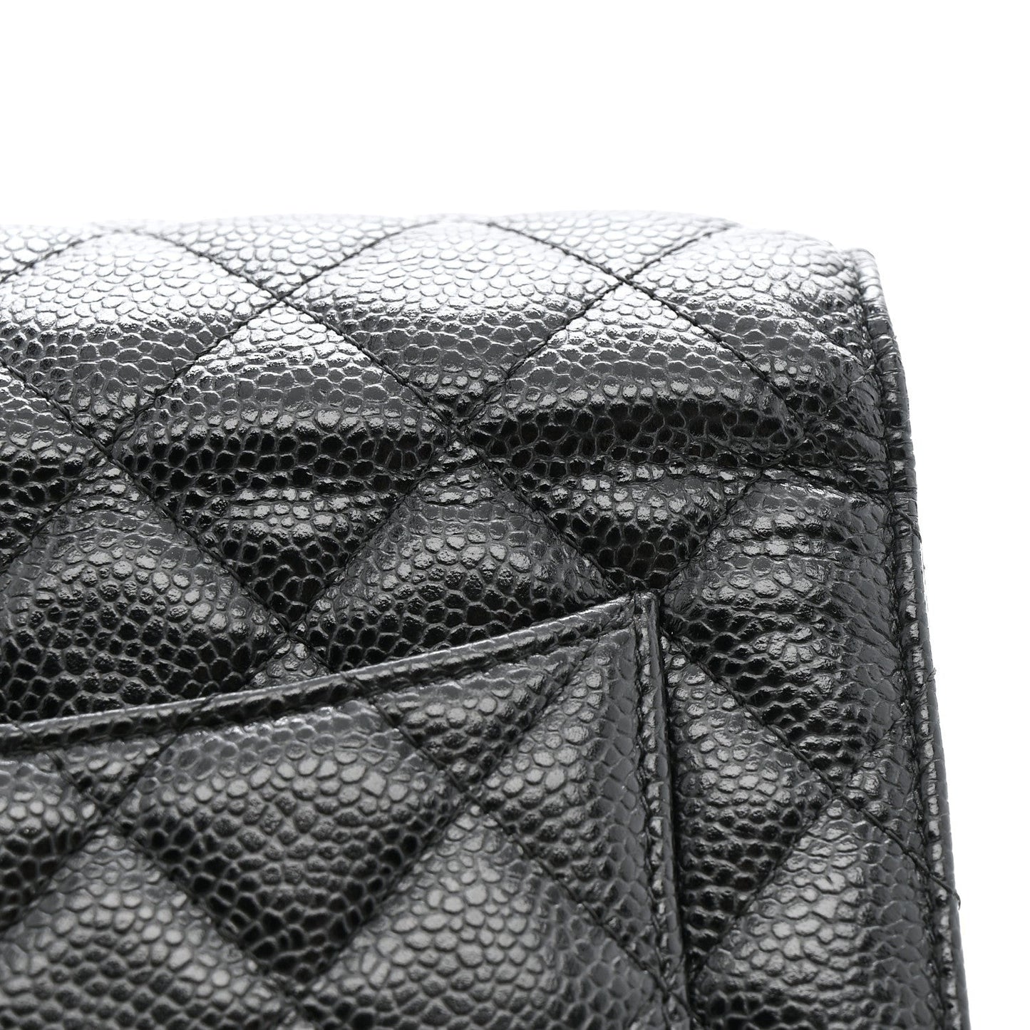 Caviar Quilted Wallet on Chain WOC Black