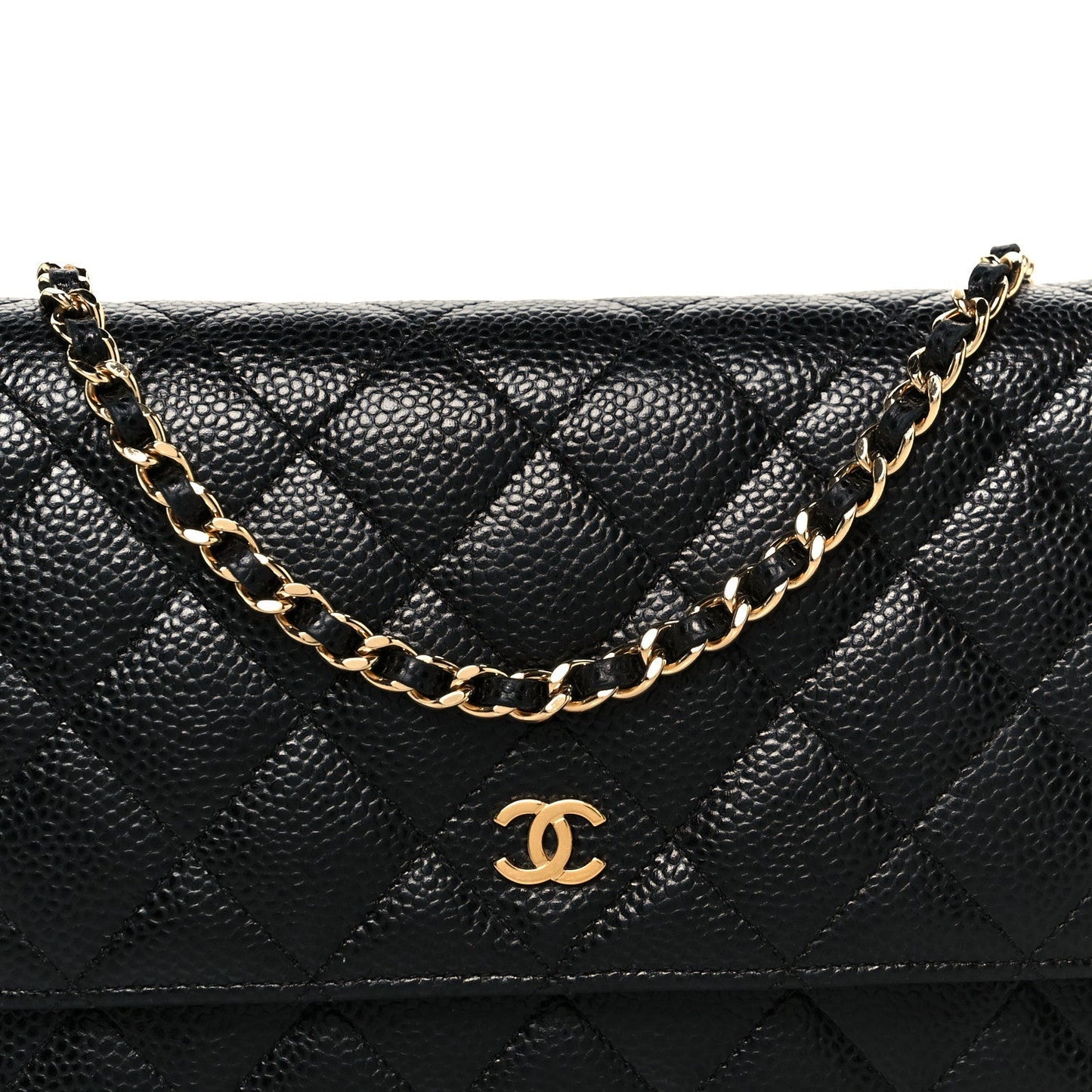 Caviar Quilted Wallet On Chain WOC Black