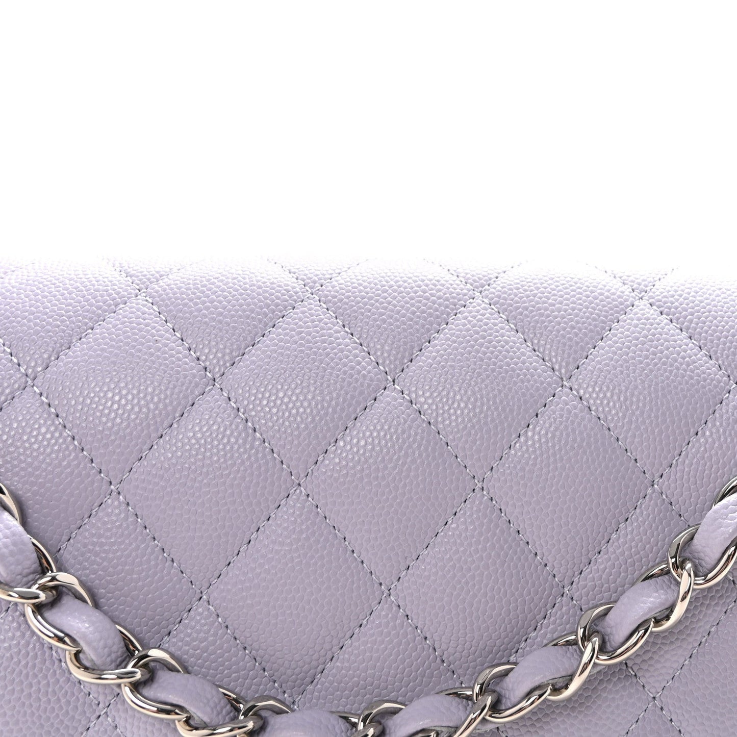Caviar Quilted Medium Double Flap Light Purple