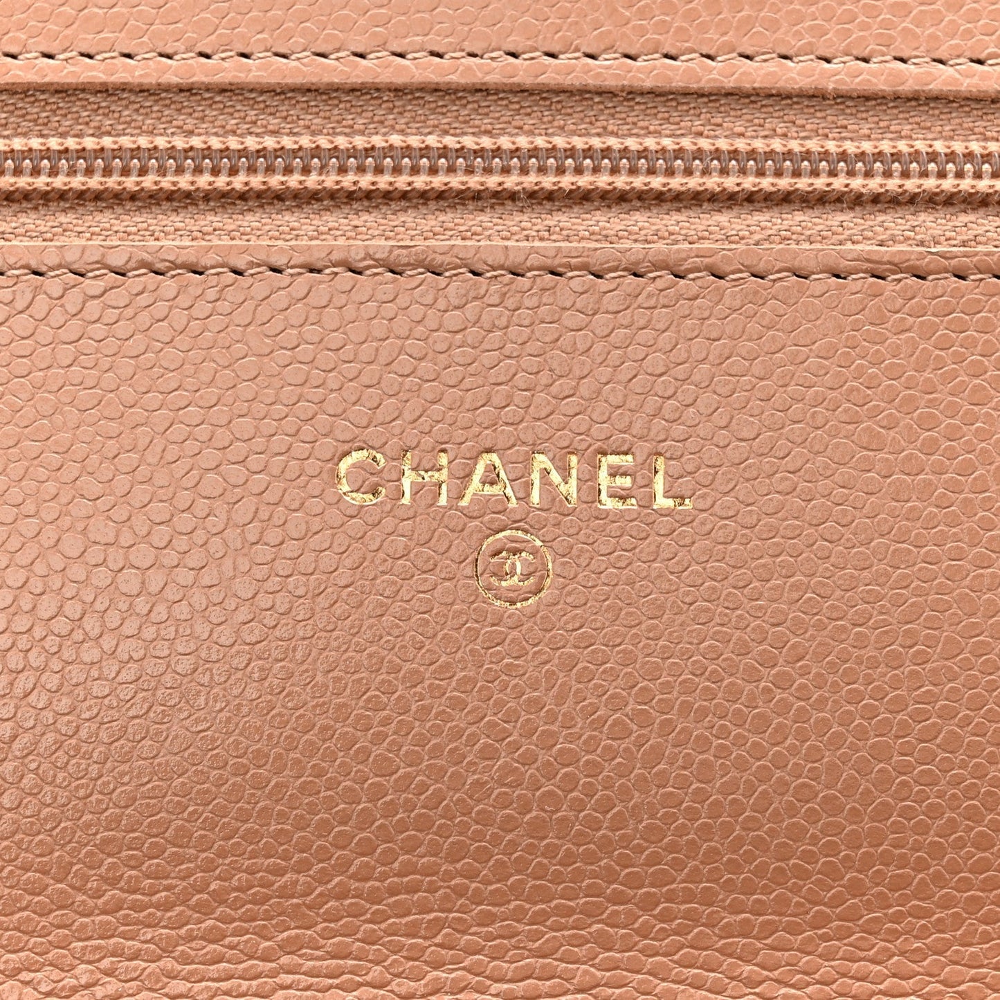 Caviar Quilted Wallet on Chain WOC Dark Beige