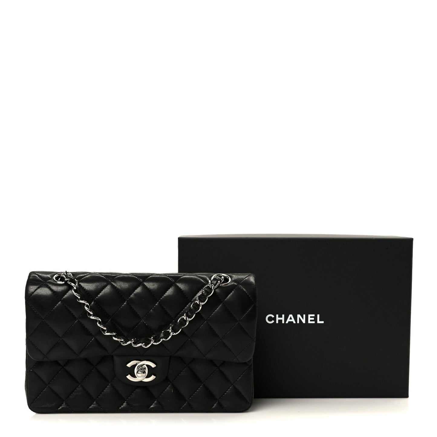 Lambskin Quilted Small Double Flap Black