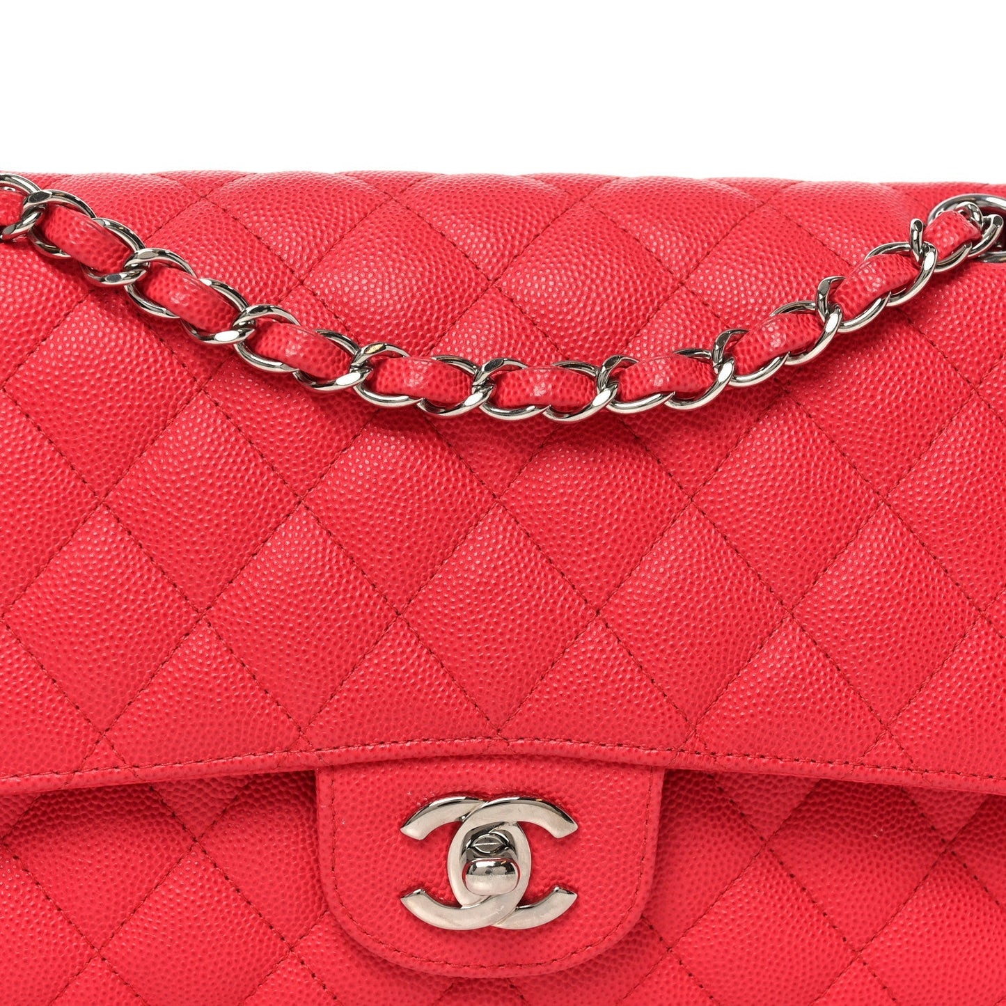 Caviar Quilted Medium Double Flap Dark Pink