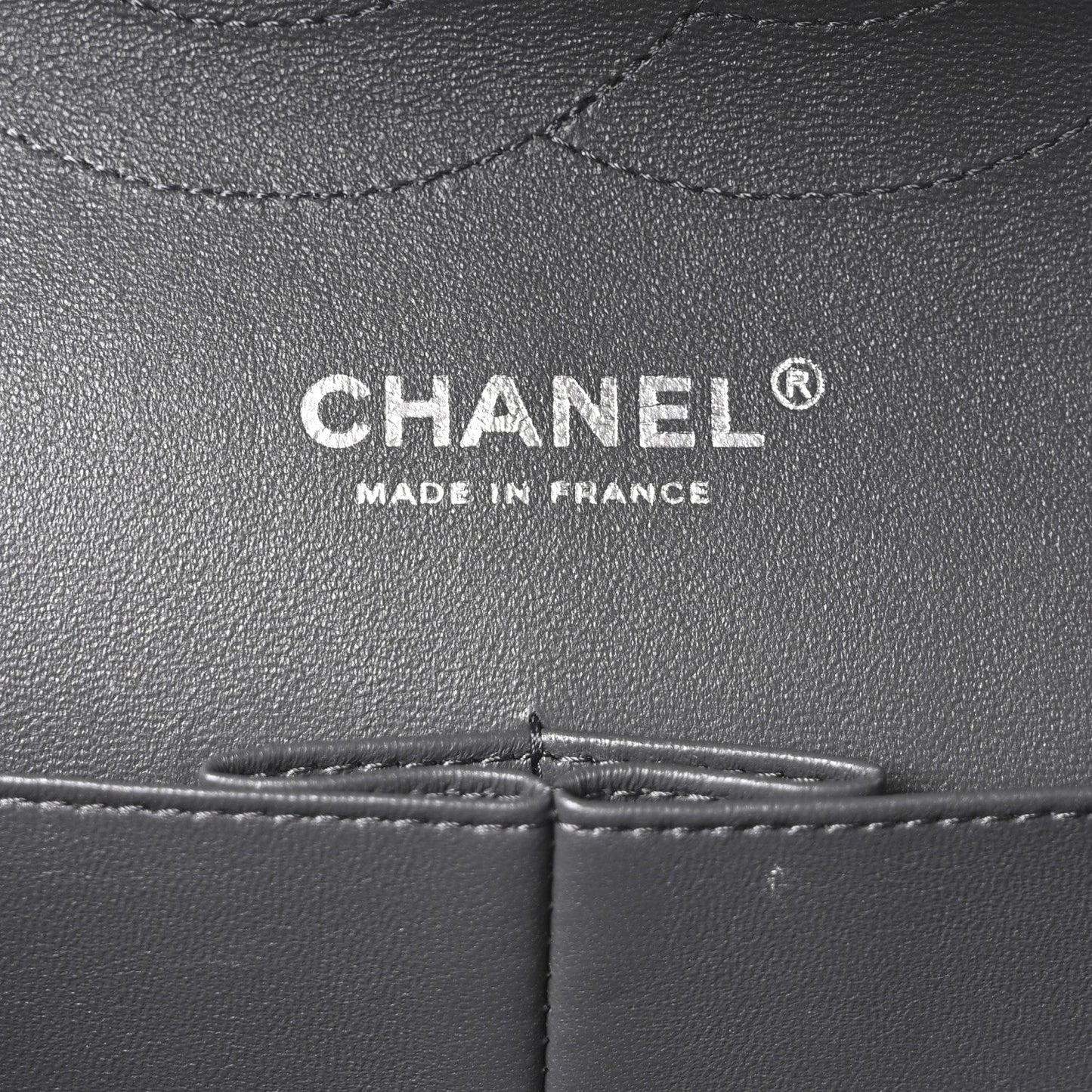 Lambskin Quilted Jumbo Double Flap Dark Grey
