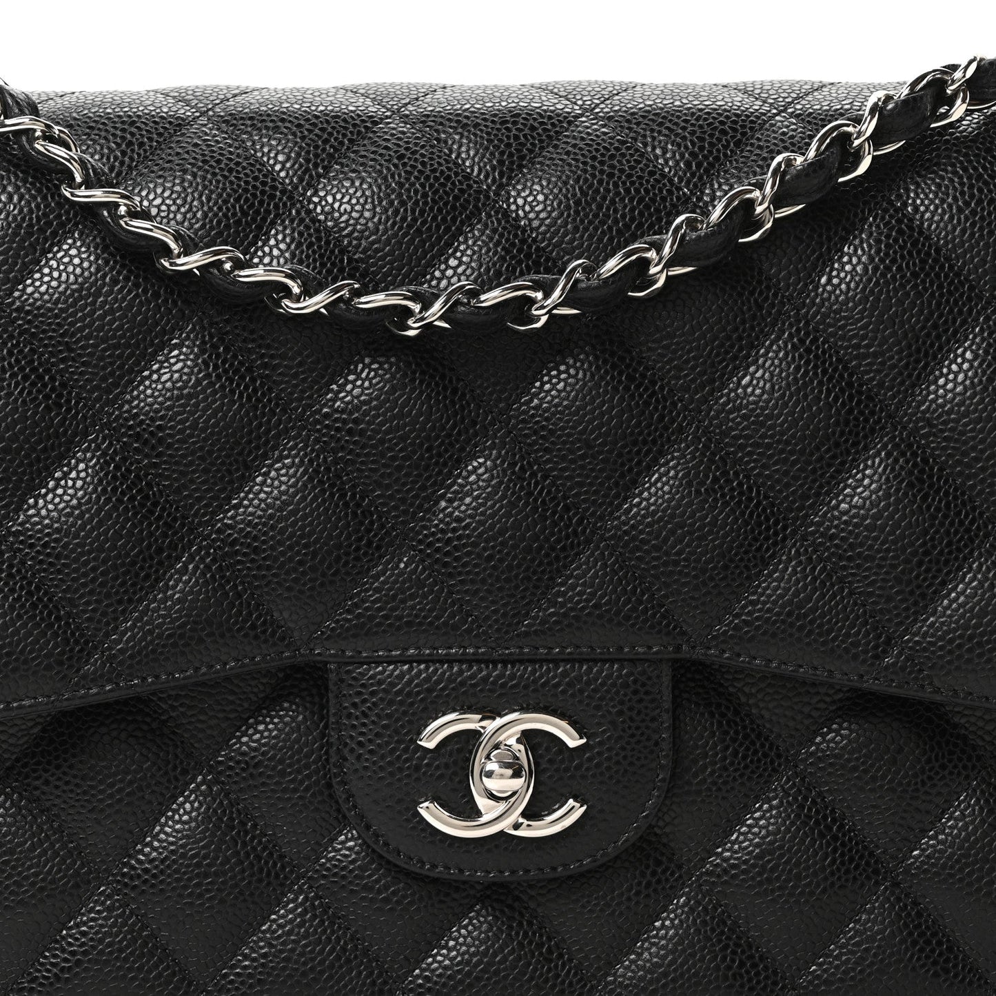 Caviar Quilted Jumbo Double Flap Black