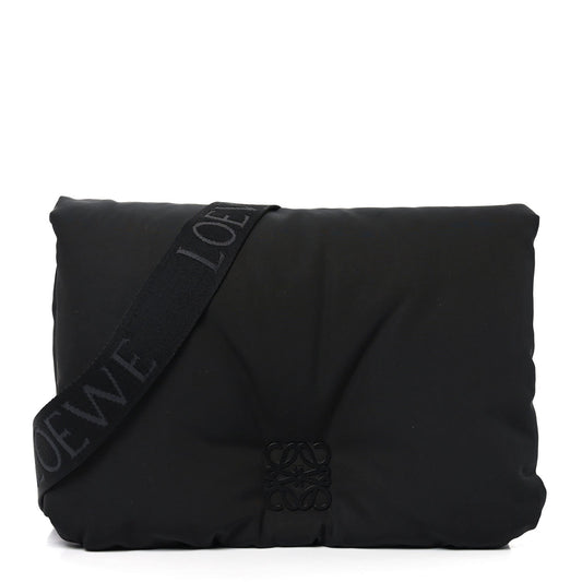 Nylon Medium Goya Puffer Bag Black