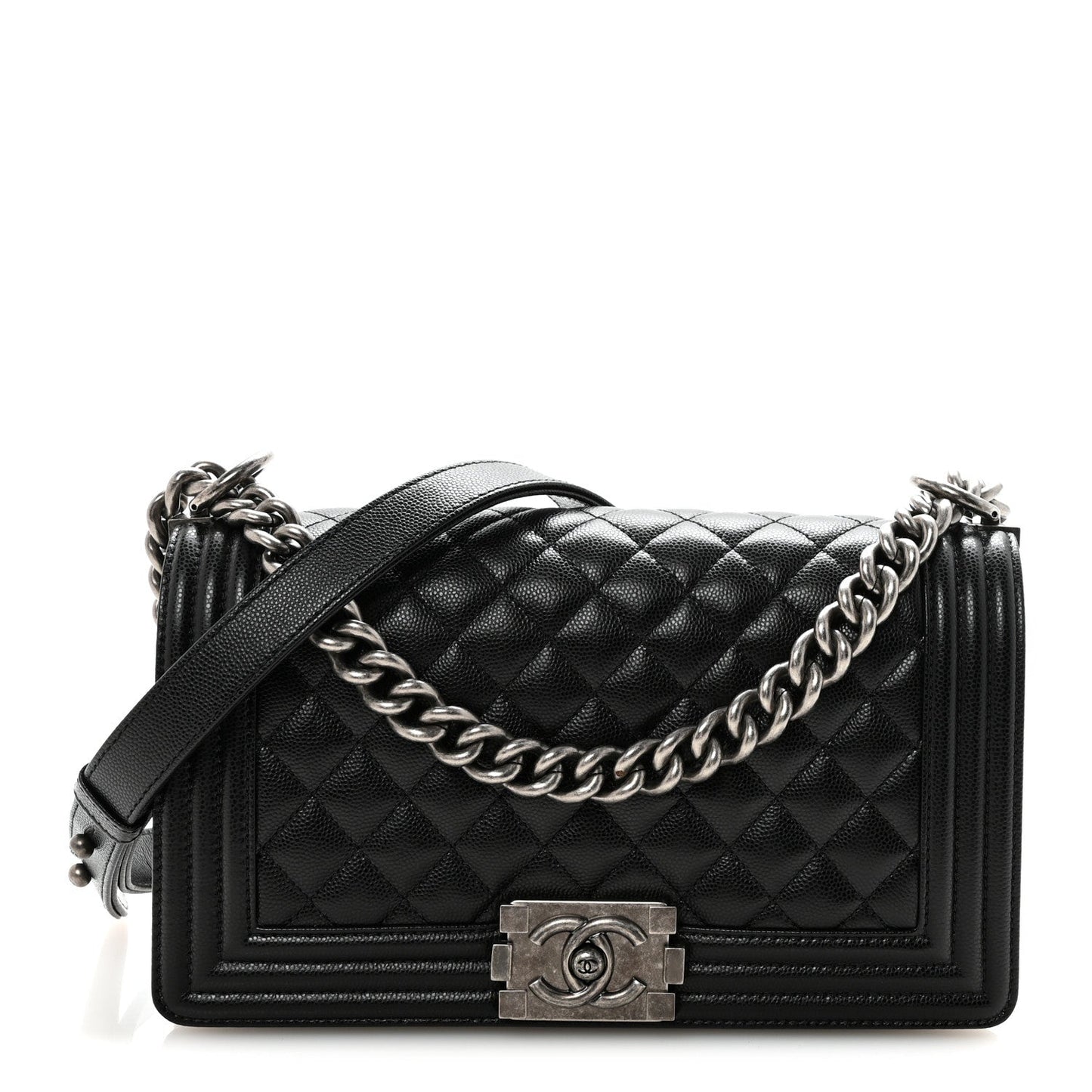 Caviar Quilted Medium Boy Flap Black