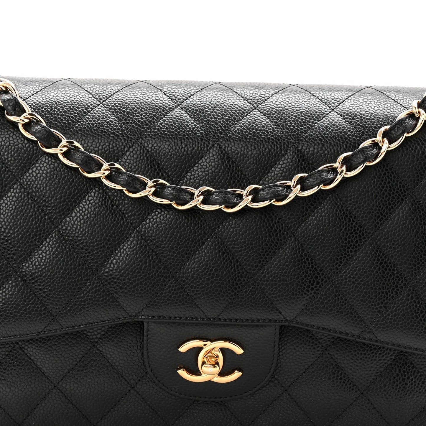 Caviar Quilted Jumbo Double Flap Black