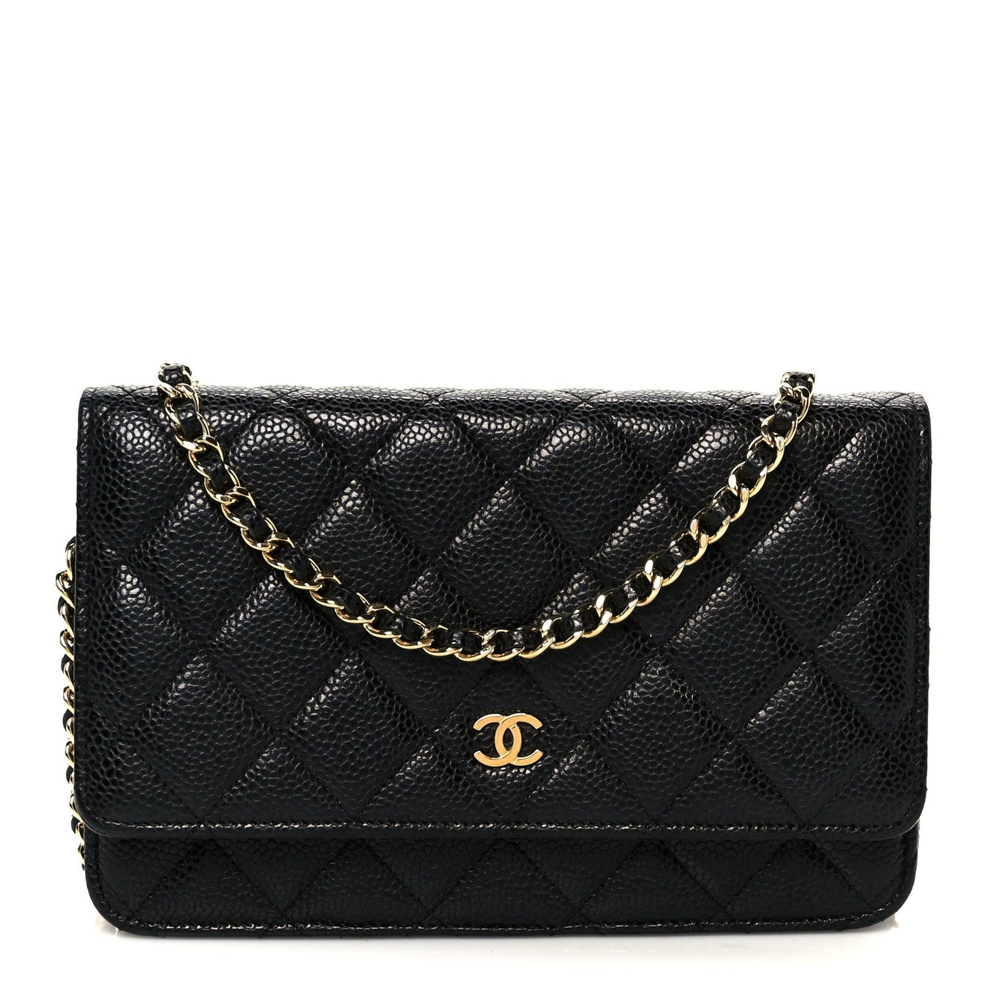 Caviar Quilted Wallet on Chain WOC Black