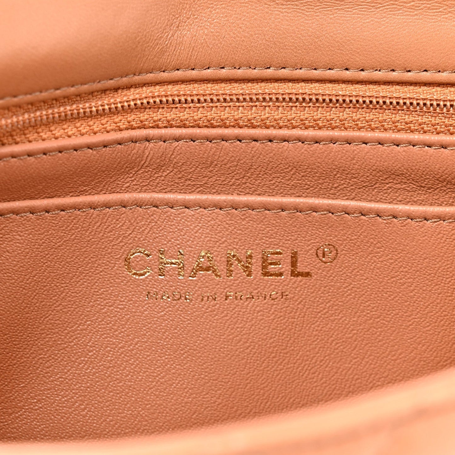 Lambskin Quilted Mini Rectangular Flap Brown