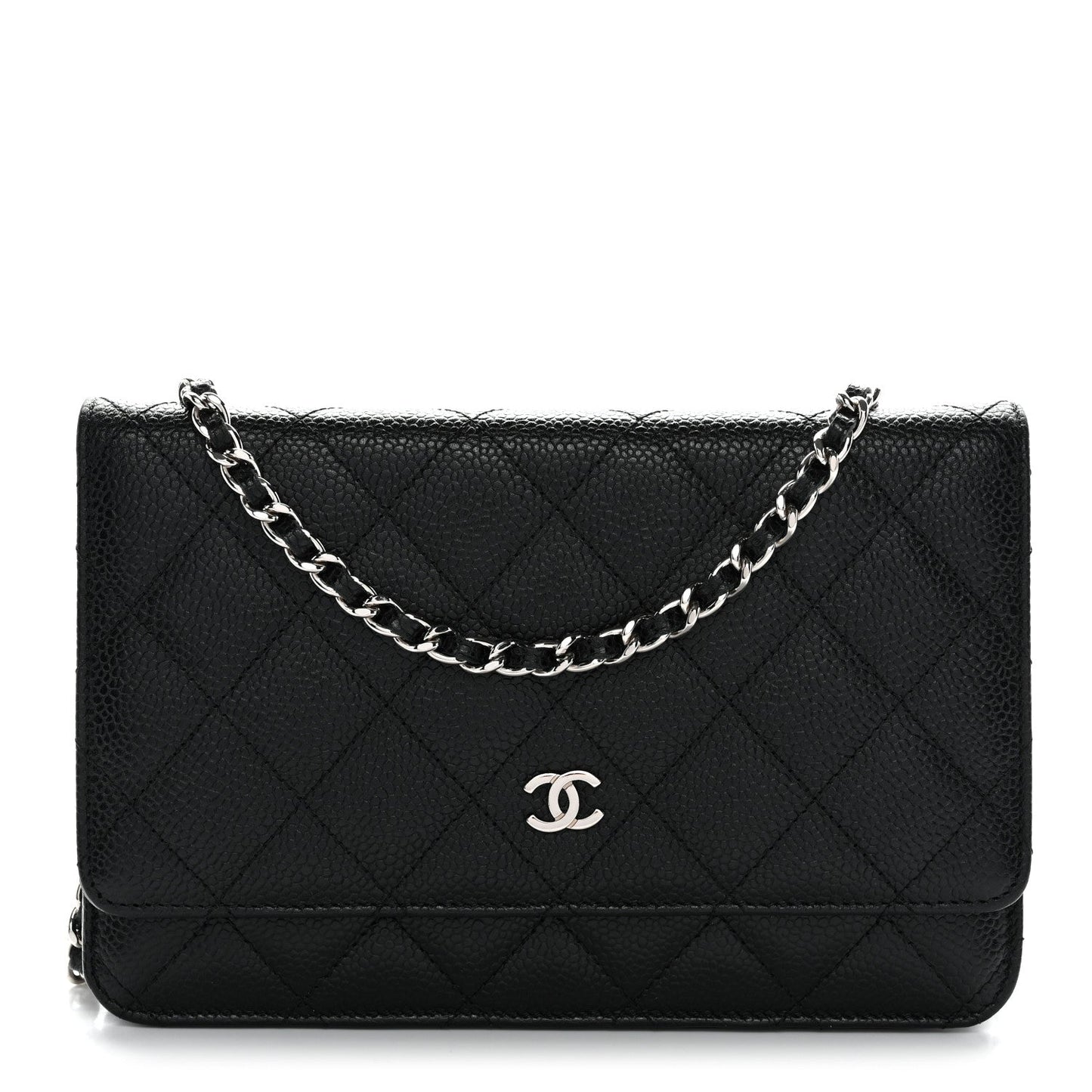Caviar Quilted Wallet on Chain WOC Black