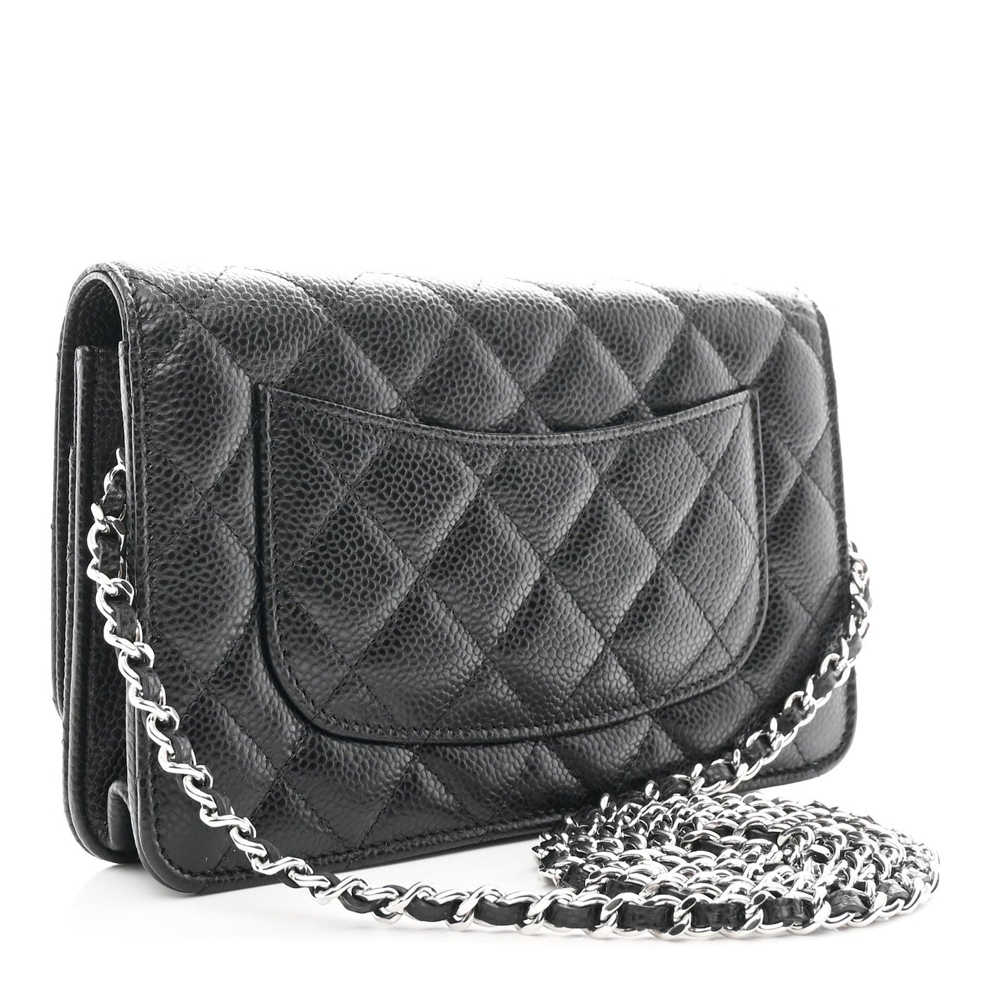 Caviar Quilted Wallet on Chain WOC Black
