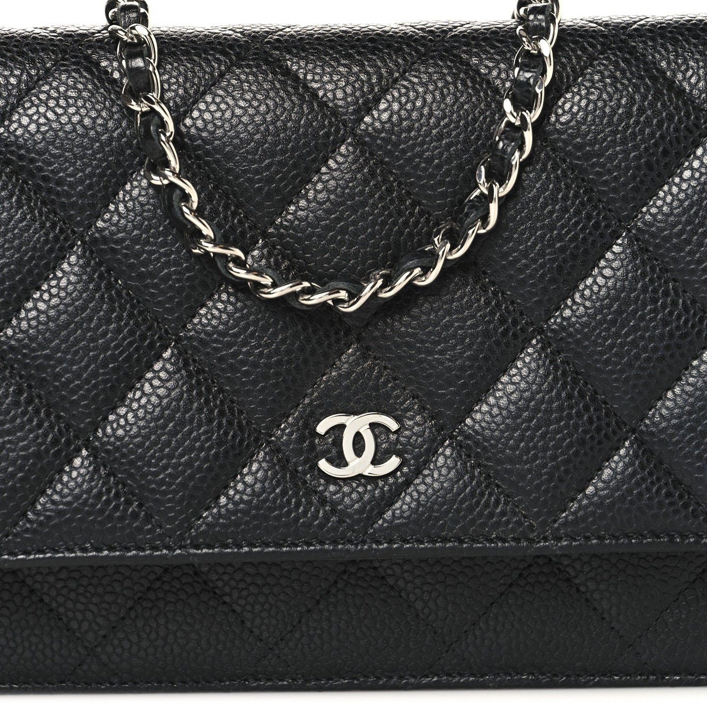 Caviar Quilted Wallet on Chain WOC Black