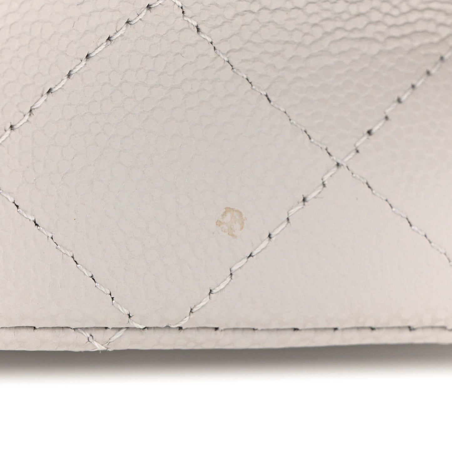 Caviar Quilted Medium Double Flap Light Grey