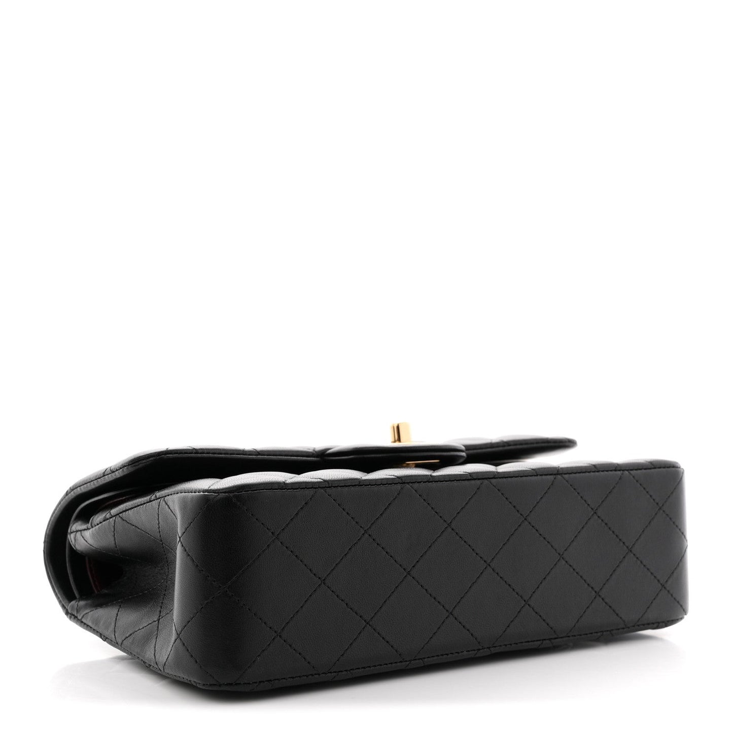 Lambskin Quilted Small Double Flap Black