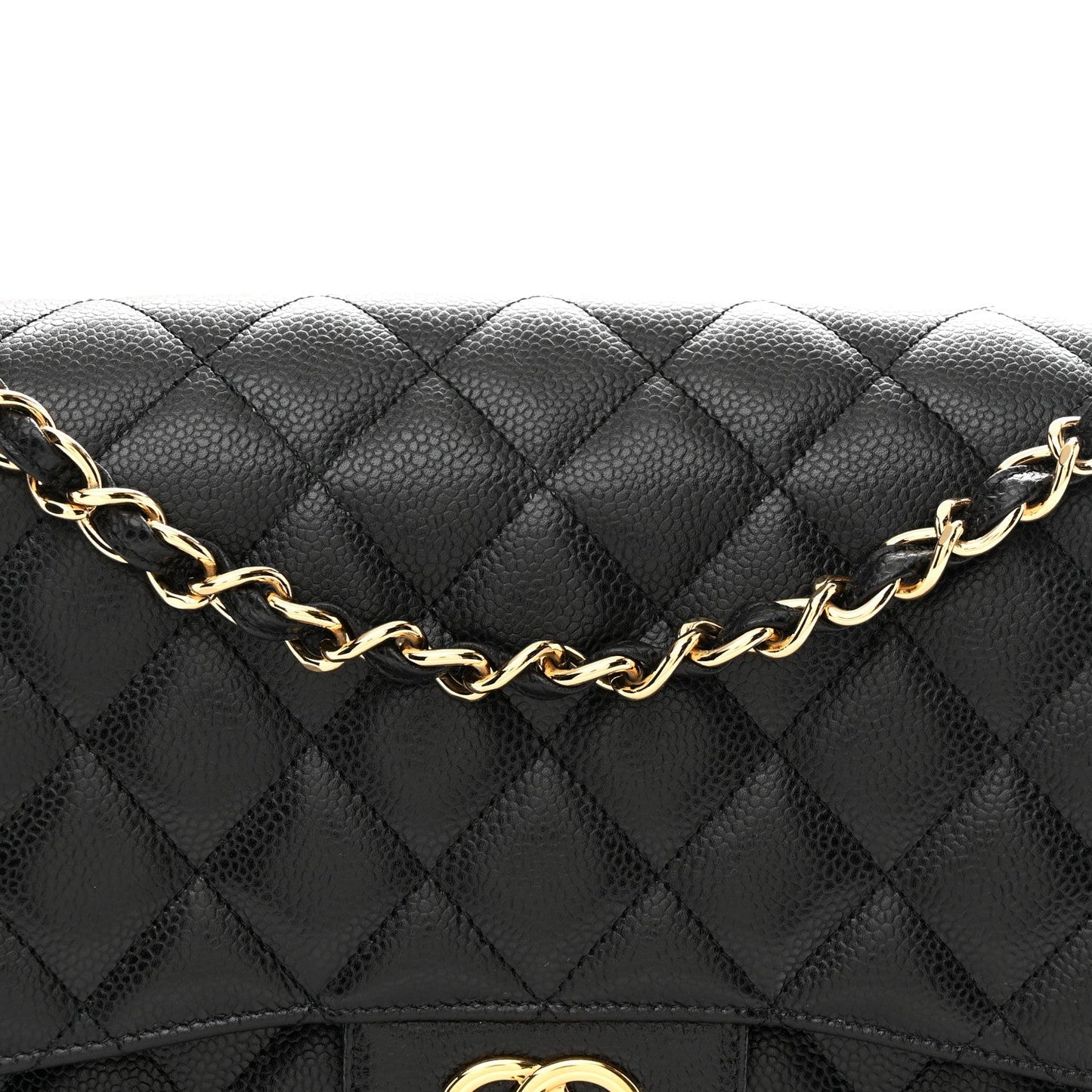 Caviar Quilted Jumbo Double Flap Black