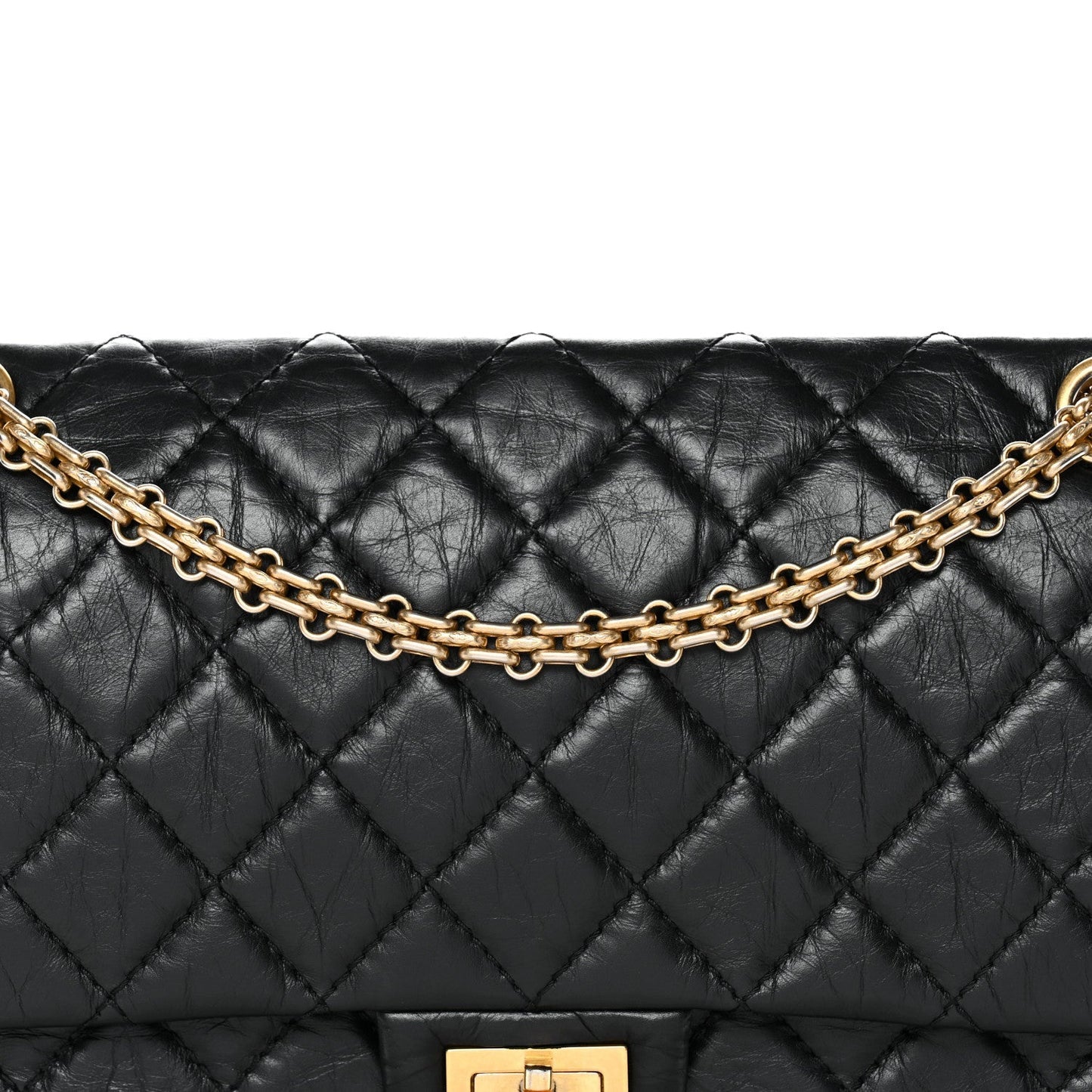 Aged Calfskin Quilted 2.55 Reissue 226 Flap Black