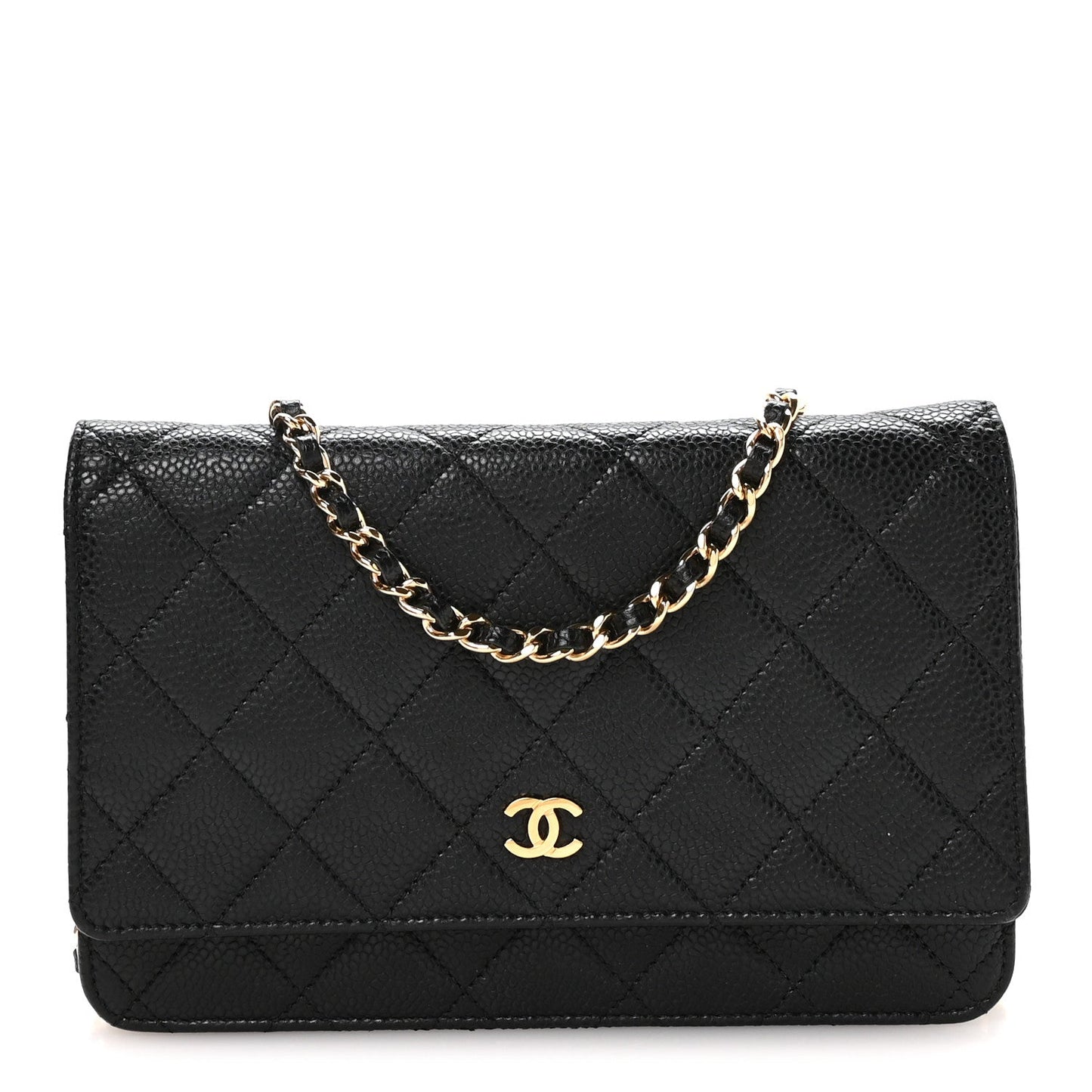 Caviar Quilted Wallet on Chain WOC Black