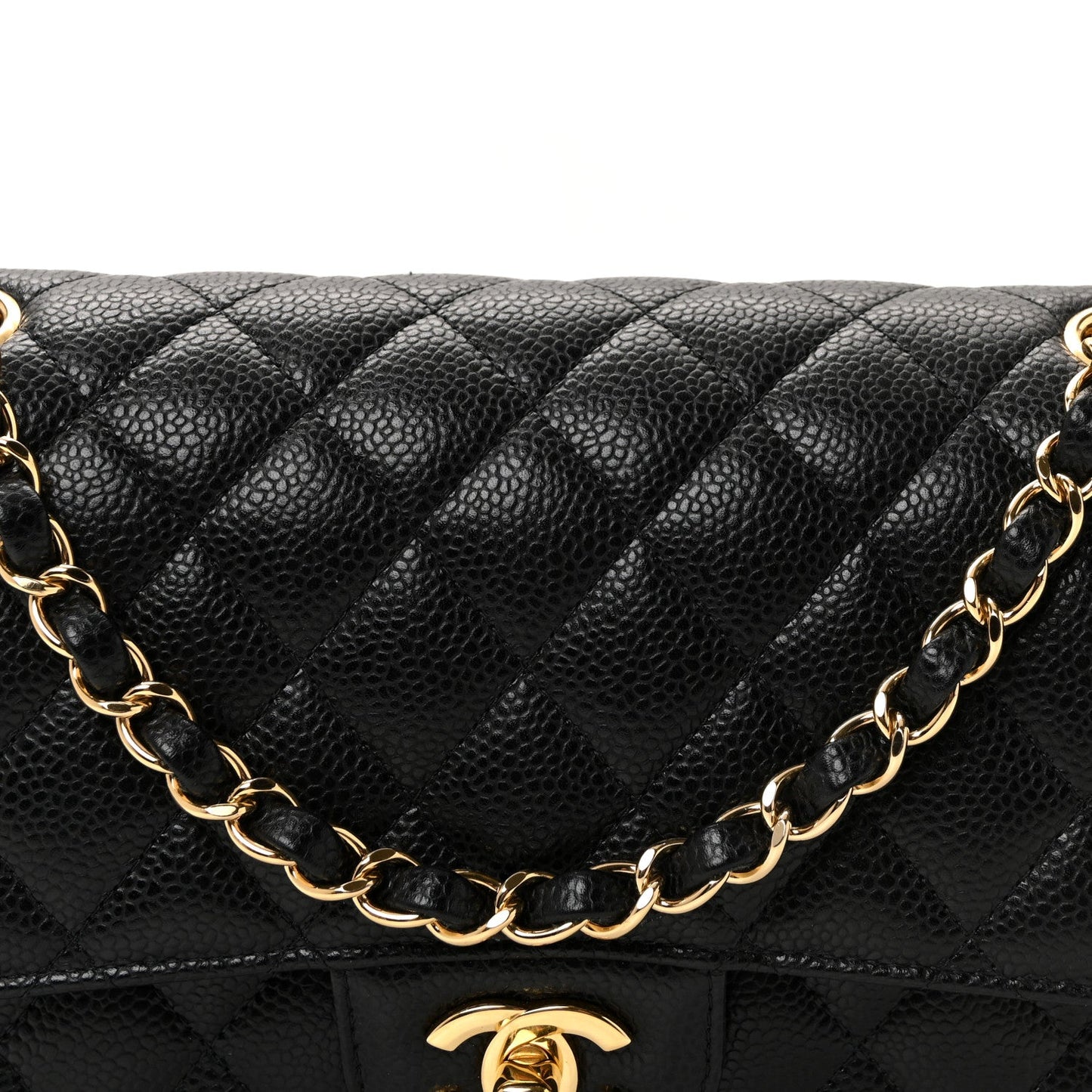 Caviar Quilted Medium Double Flap Black