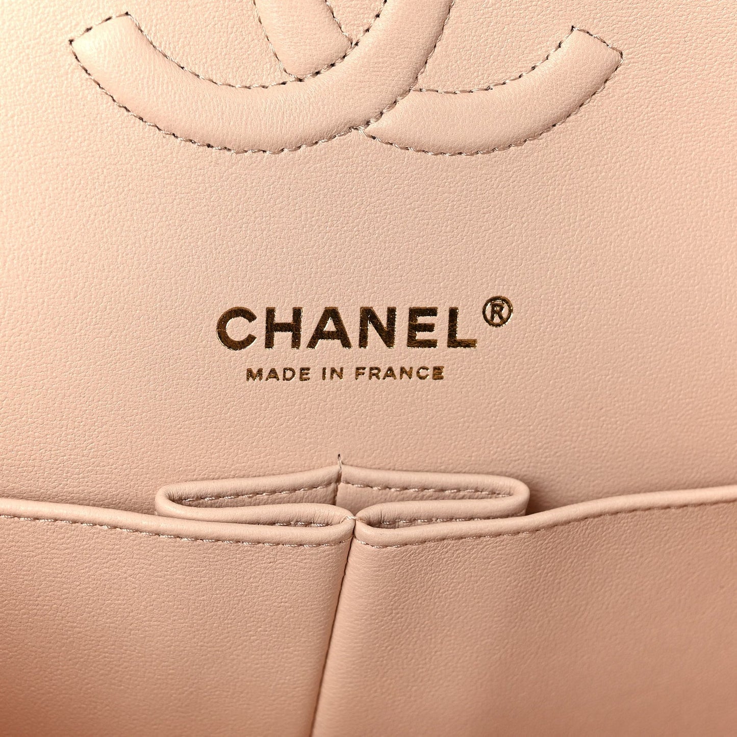 Caviar Quilted Medium Double Flap Light Beige