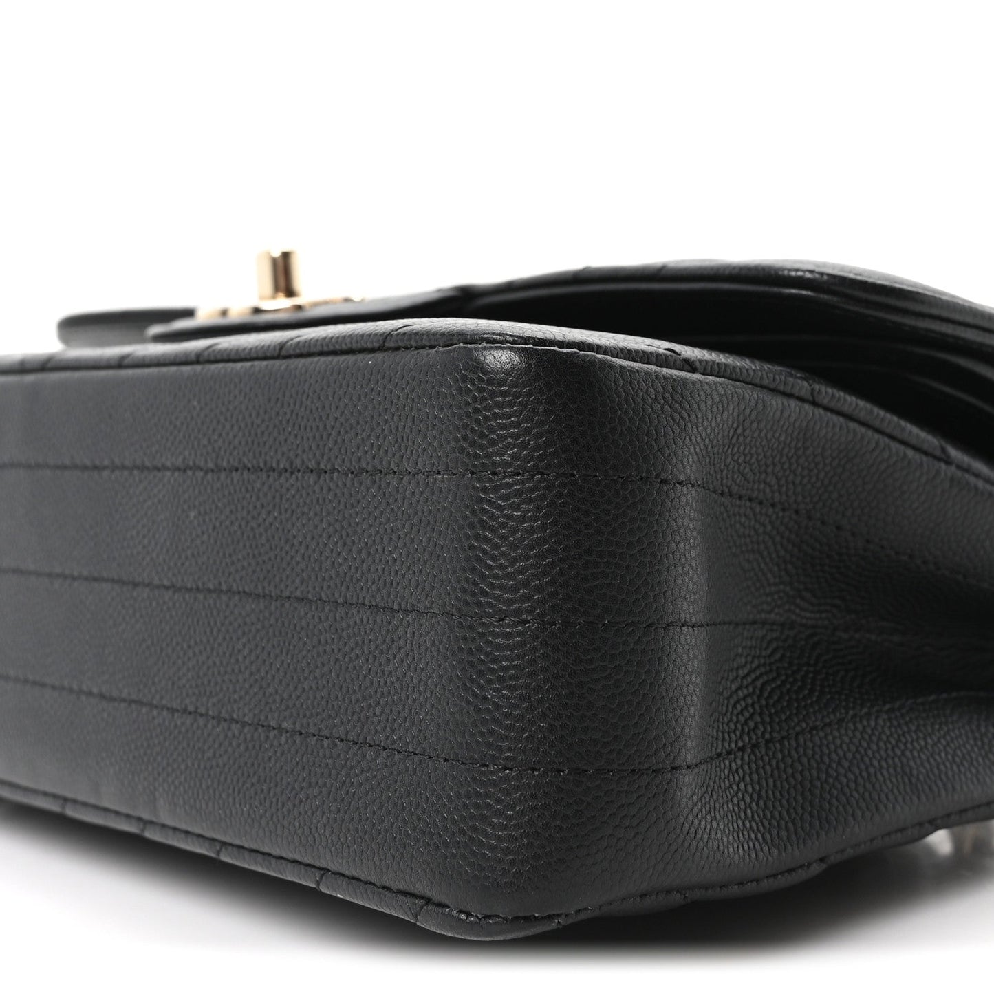 Caviar Chevron Quilted Small Double Flap Black