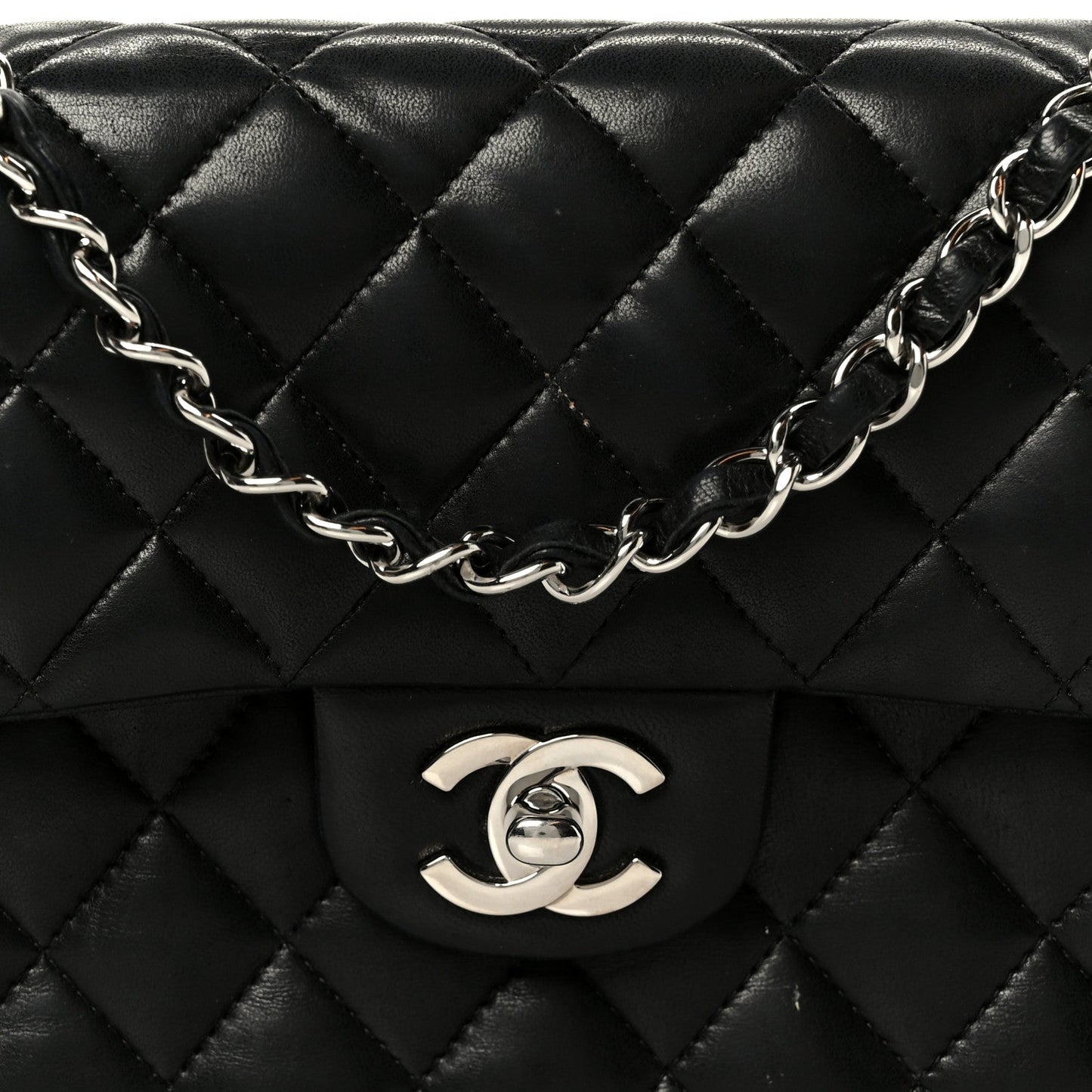 Lambskin Quilted Small Double Flap Black
