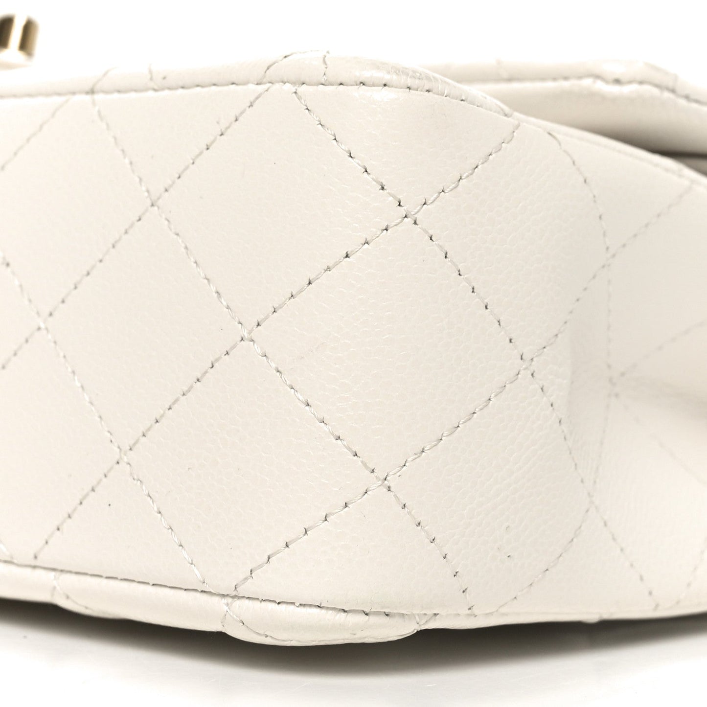 Caviar Quilted Medium Double Flap White