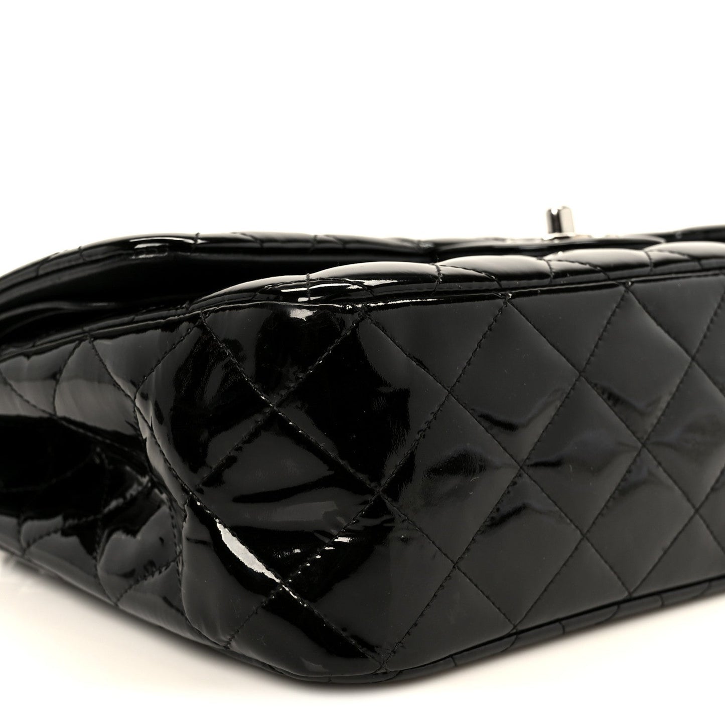 Patent Quilted Jumbo Double Flap Black