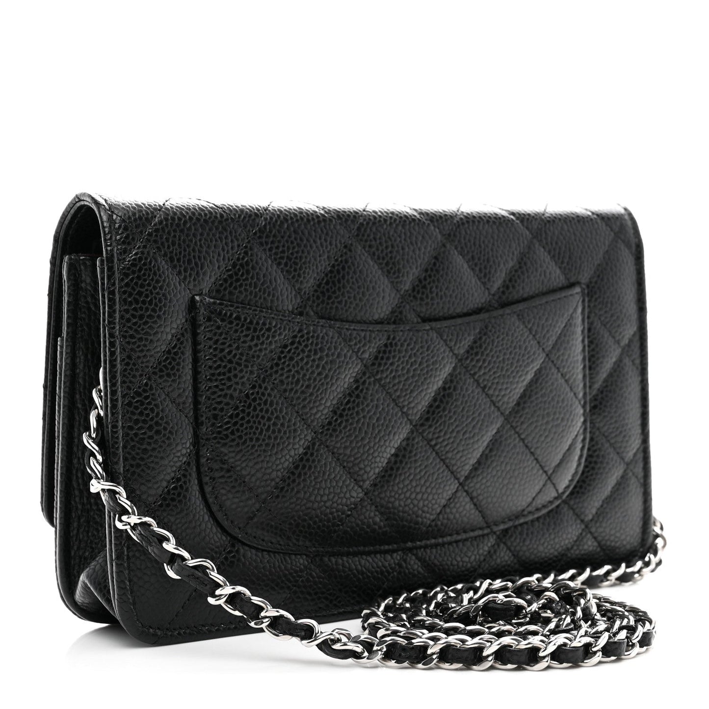 Caviar Quilted Wallet on Chain WOC Black