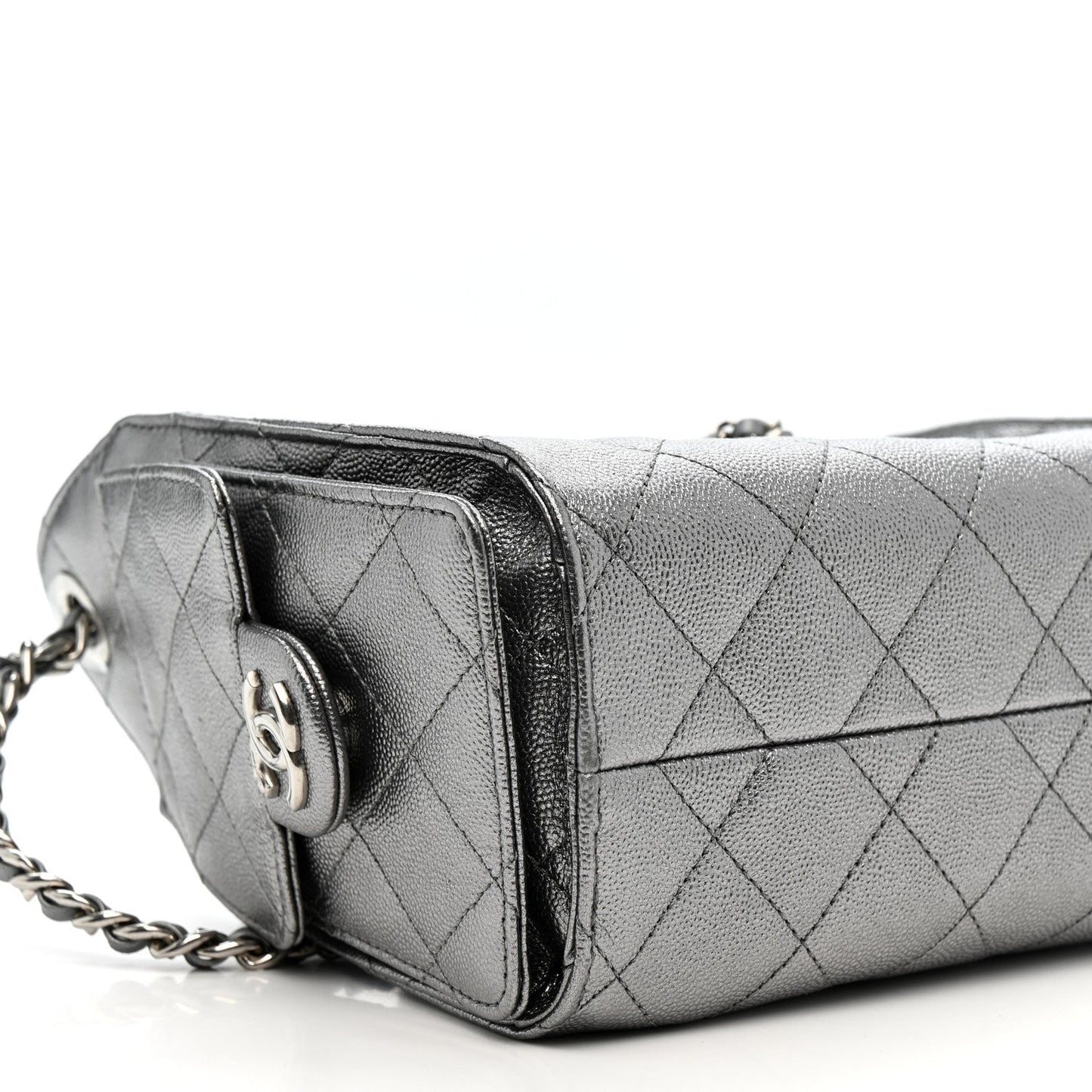 Metallic Caviar Quilted Mini Chanel 25 Handbag Anthracite