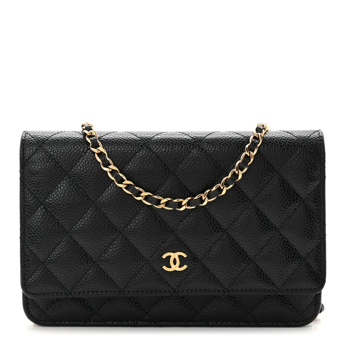 Caviar Quilted Wallet on Chain WOC Black