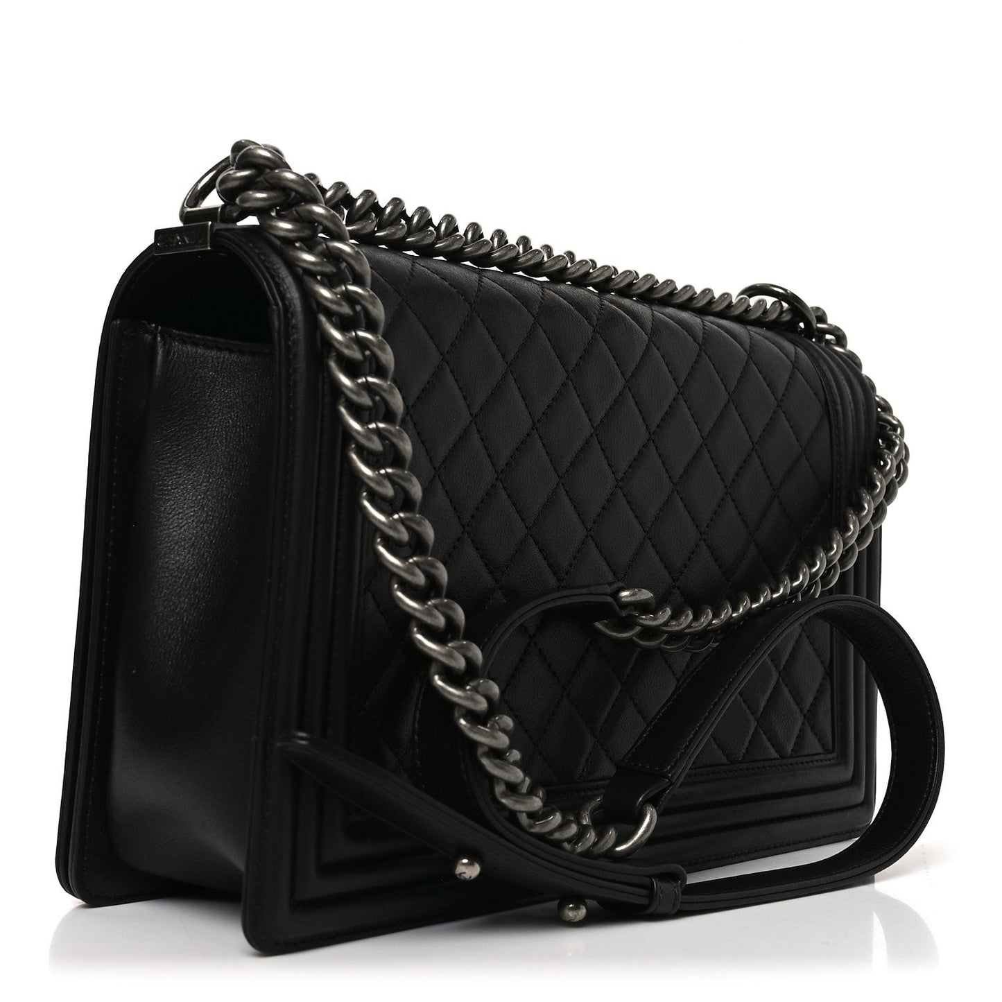 Calfskin Quilted New Medium Boy Flap Black