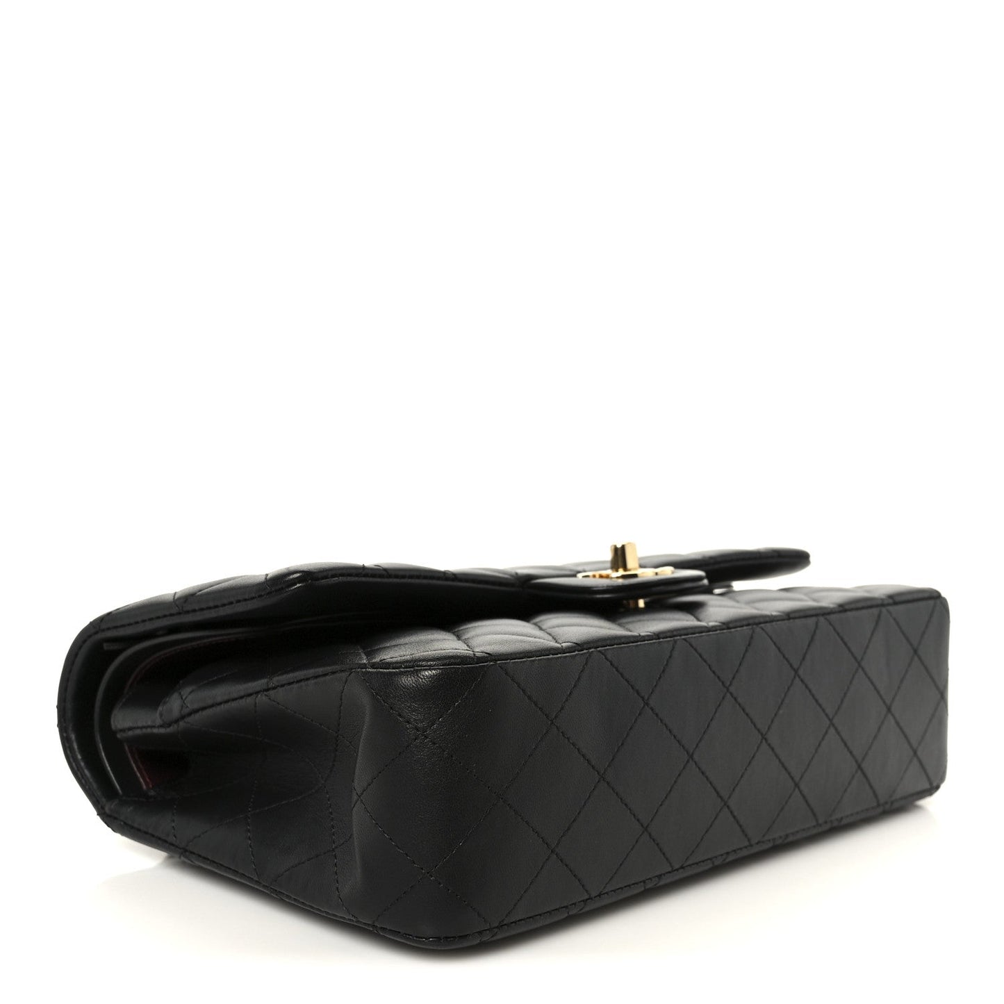 Lambskin Quilted Medium Double Flap Black