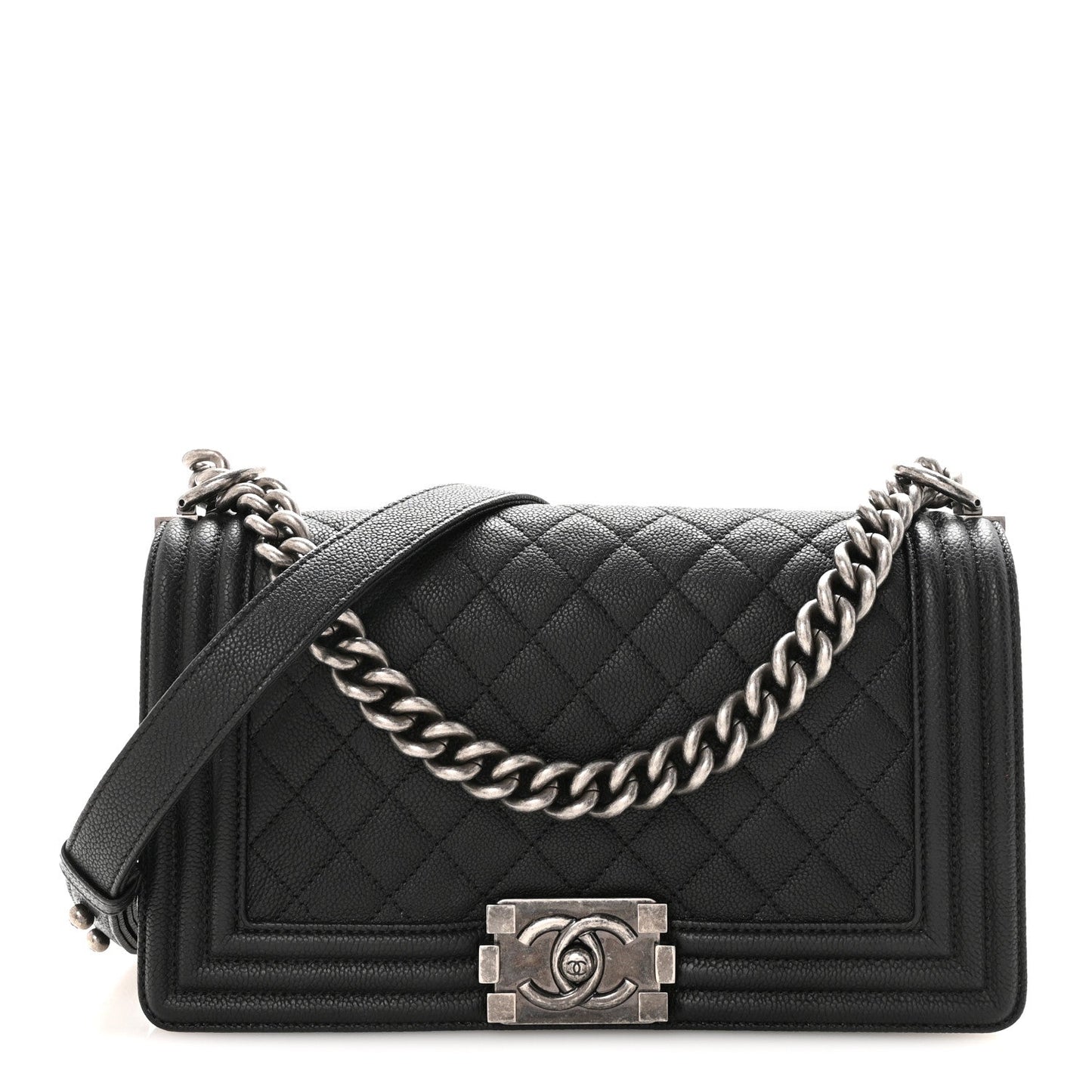 Caviar Quilted Medium Boy Flap Black