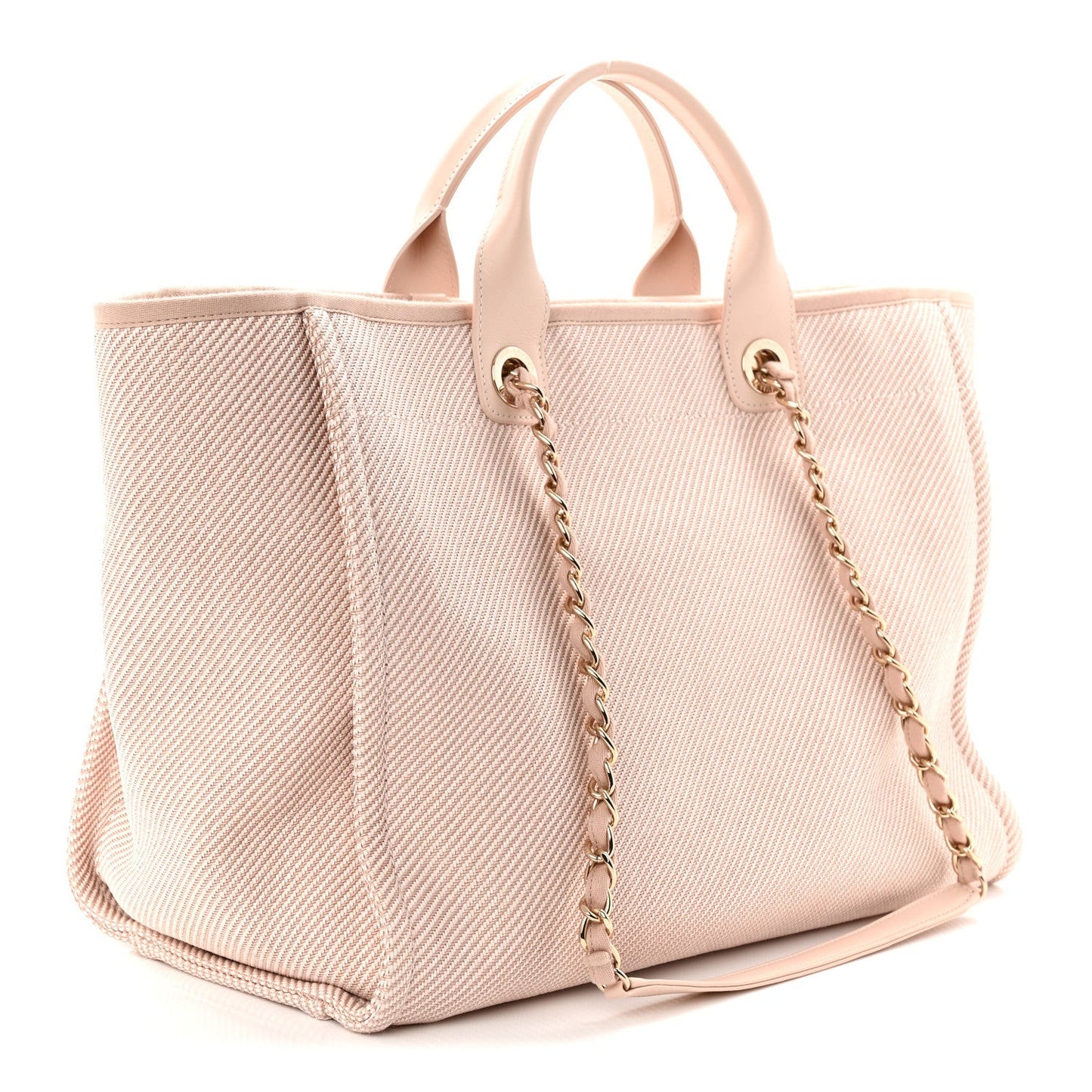 Mixed Fibers Calfskin Medium Deauville Tote Beige