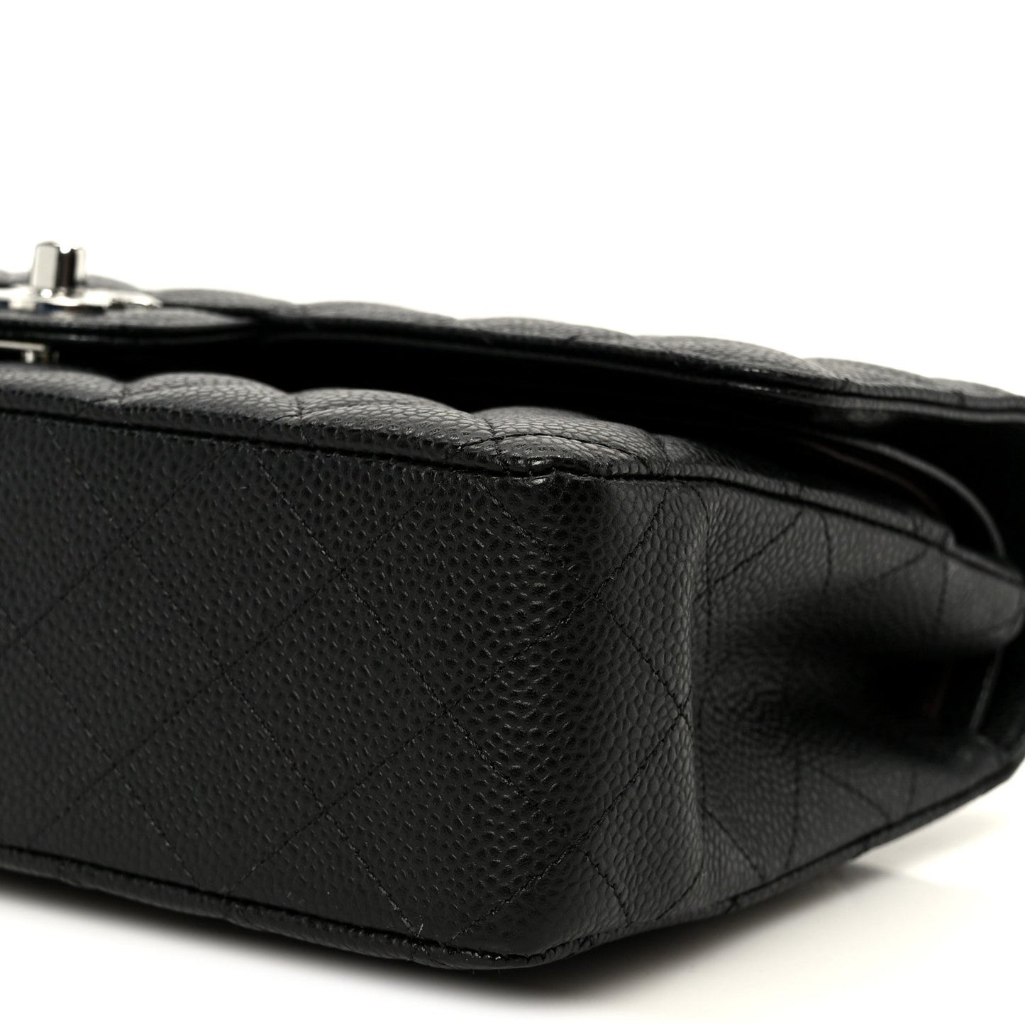 Caviar Quilted Medium Double Flap Black
