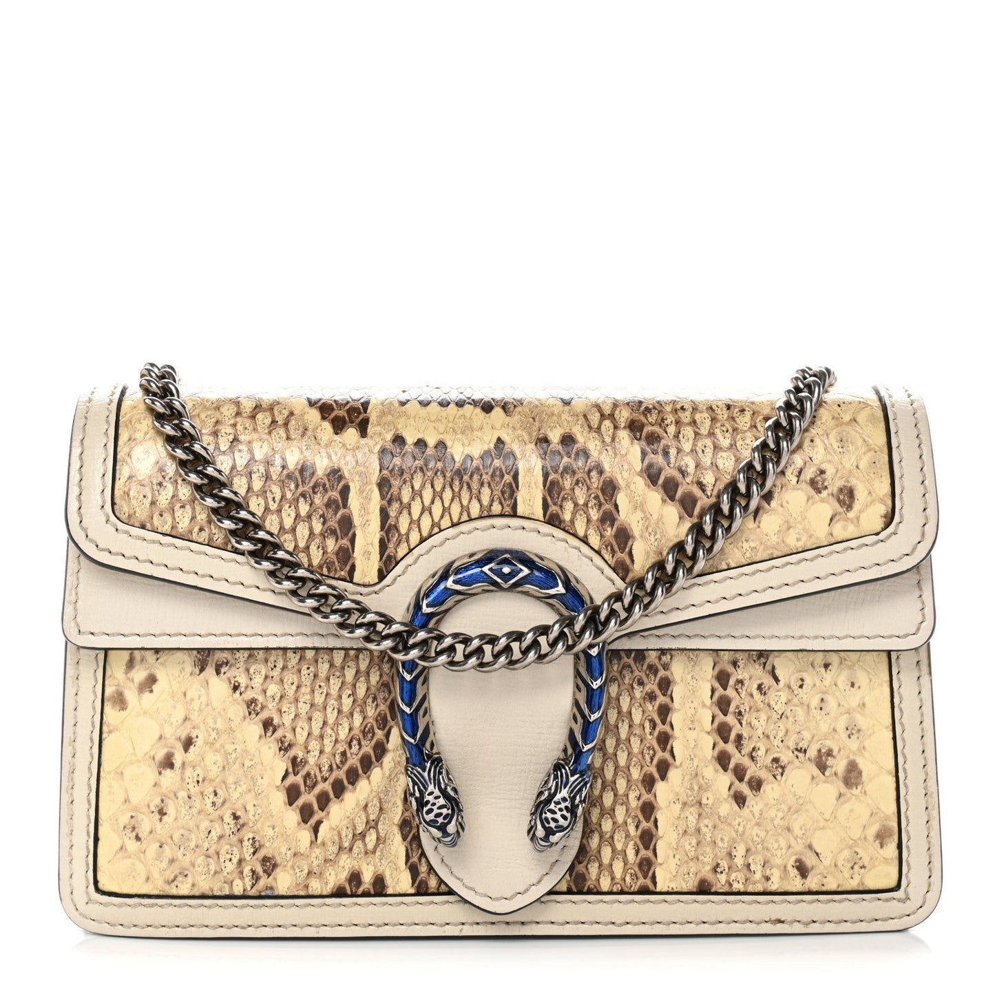 Snakeskin Azalea Calfskin Enamel Super Mini Dionysus Shoulder Bag New Rock White Electric Blue