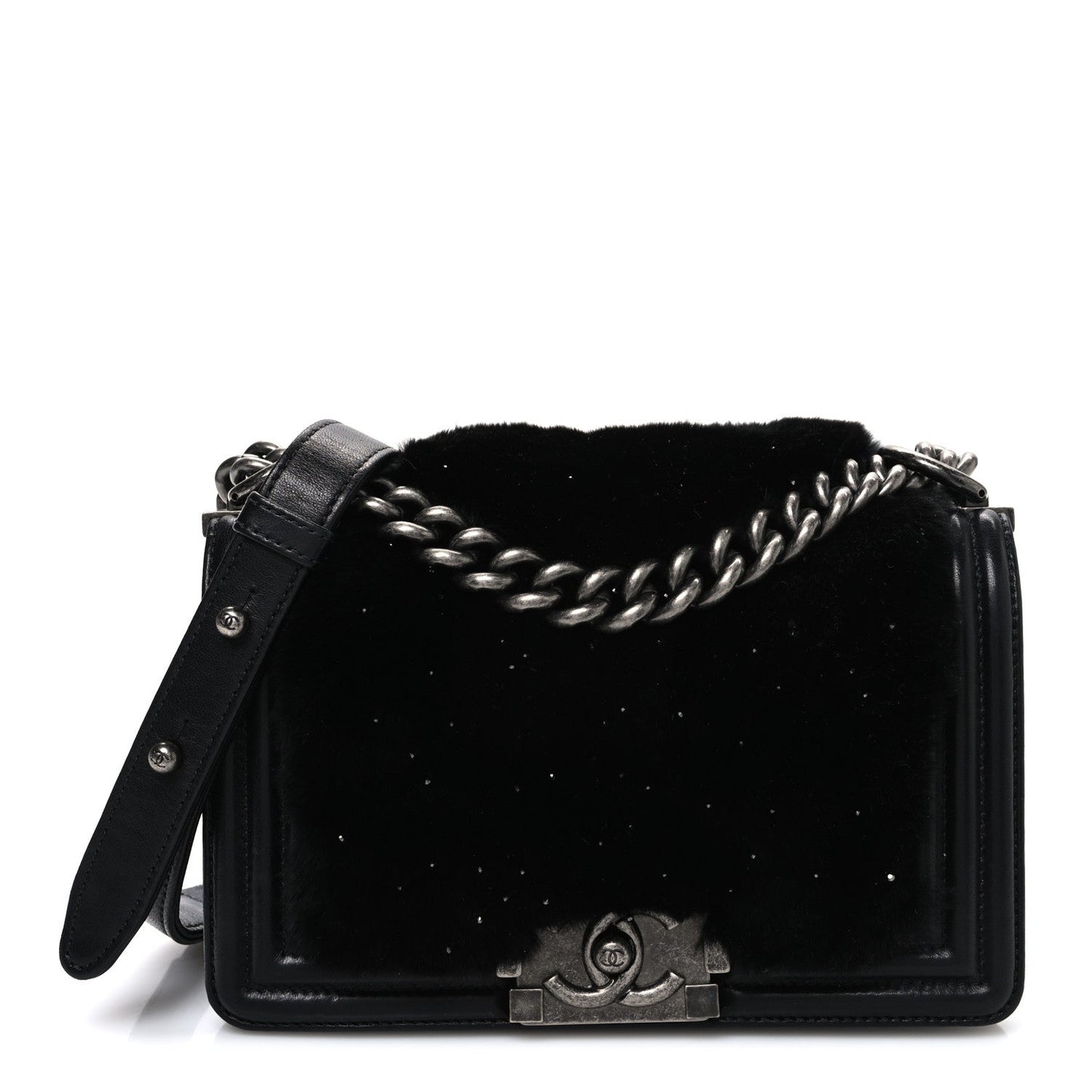 Orylag Rabbit Fur Calfskin Small Boy Flap Black