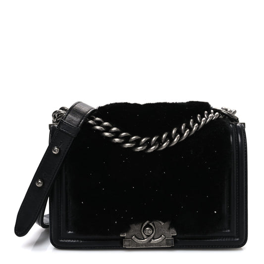 Orylag Rabbit Fur Calfskin Small Boy Flap Black