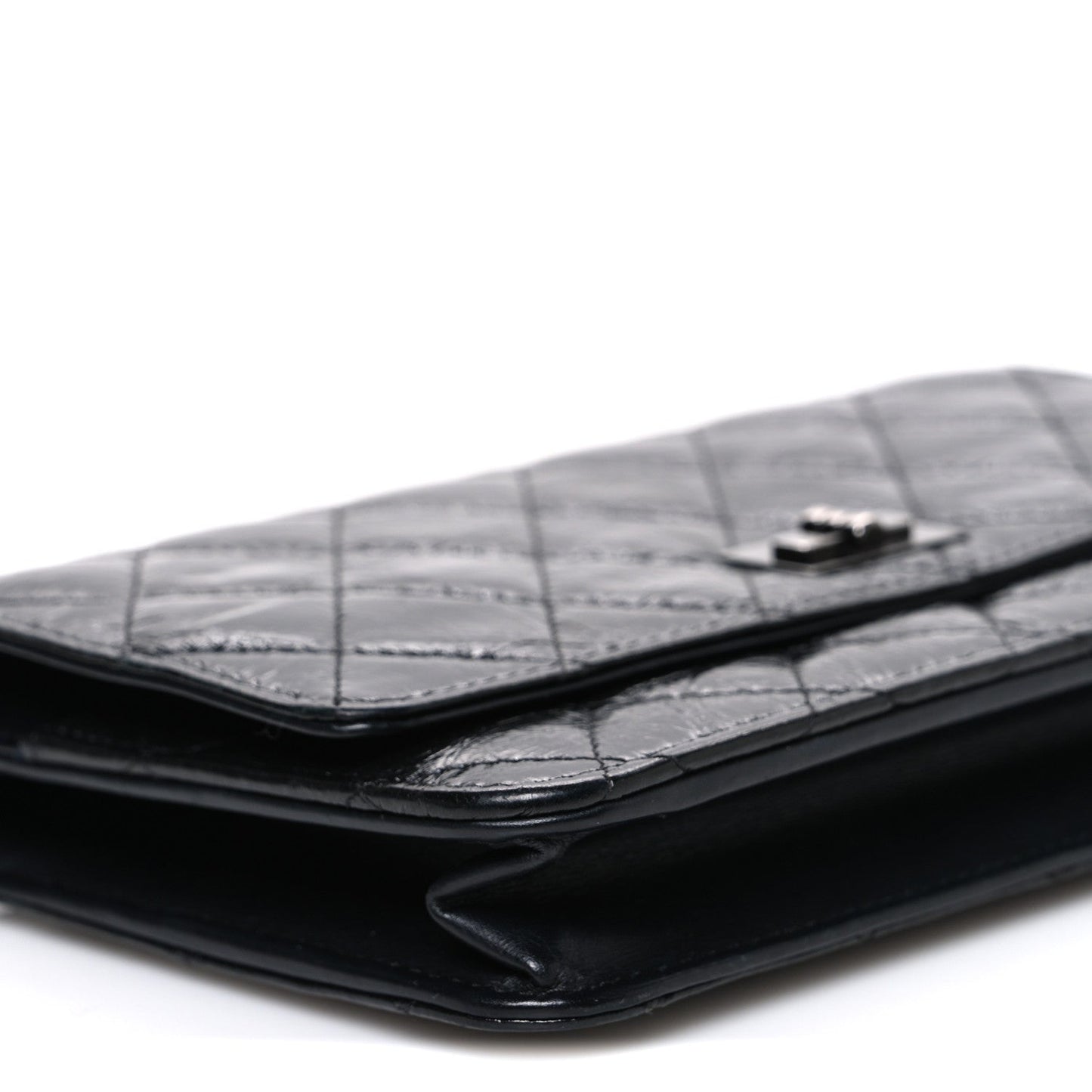 Glazed Aged Calfskin Reissue Wallet On Chain WOC So Black