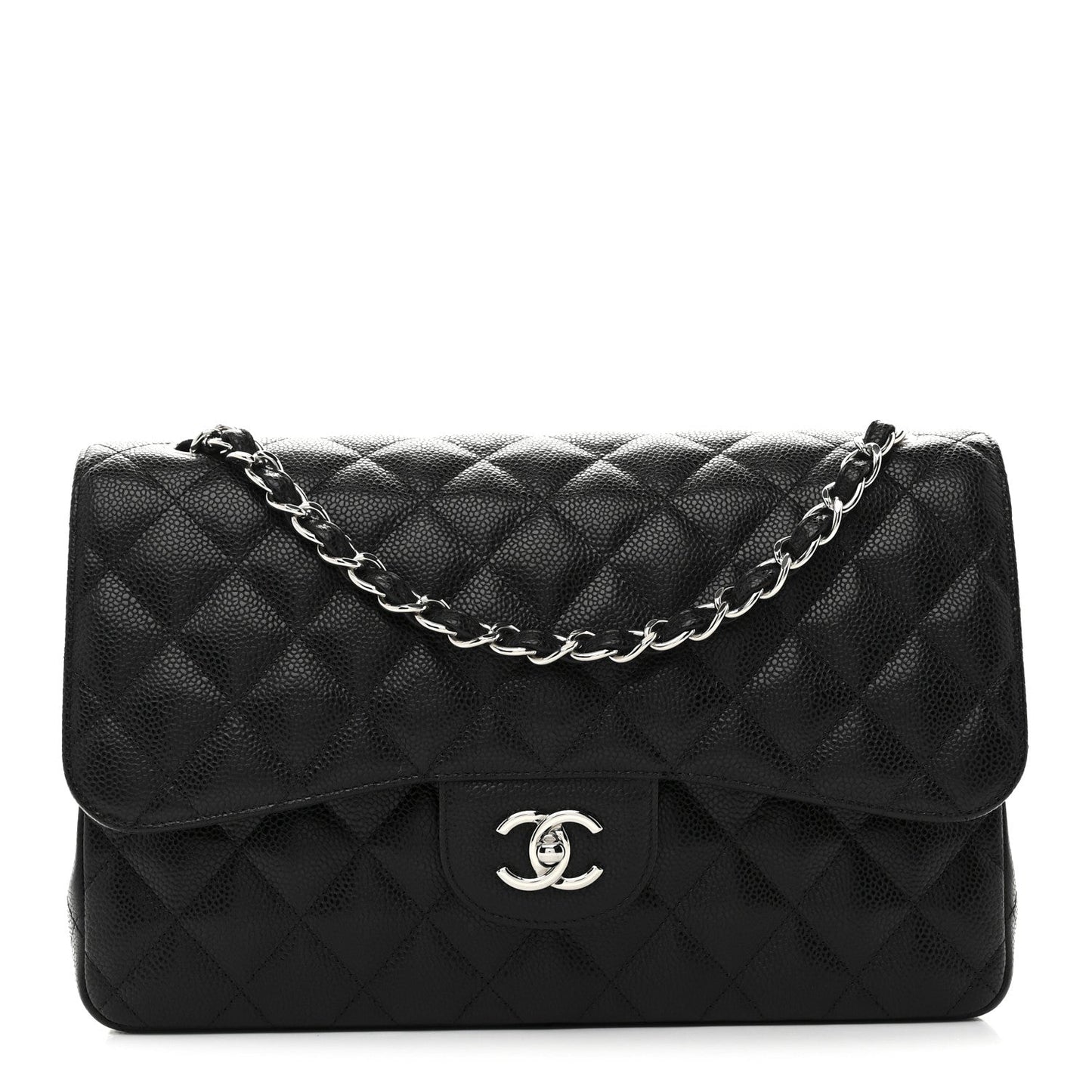 Caviar Quilted Jumbo Double Flap Black