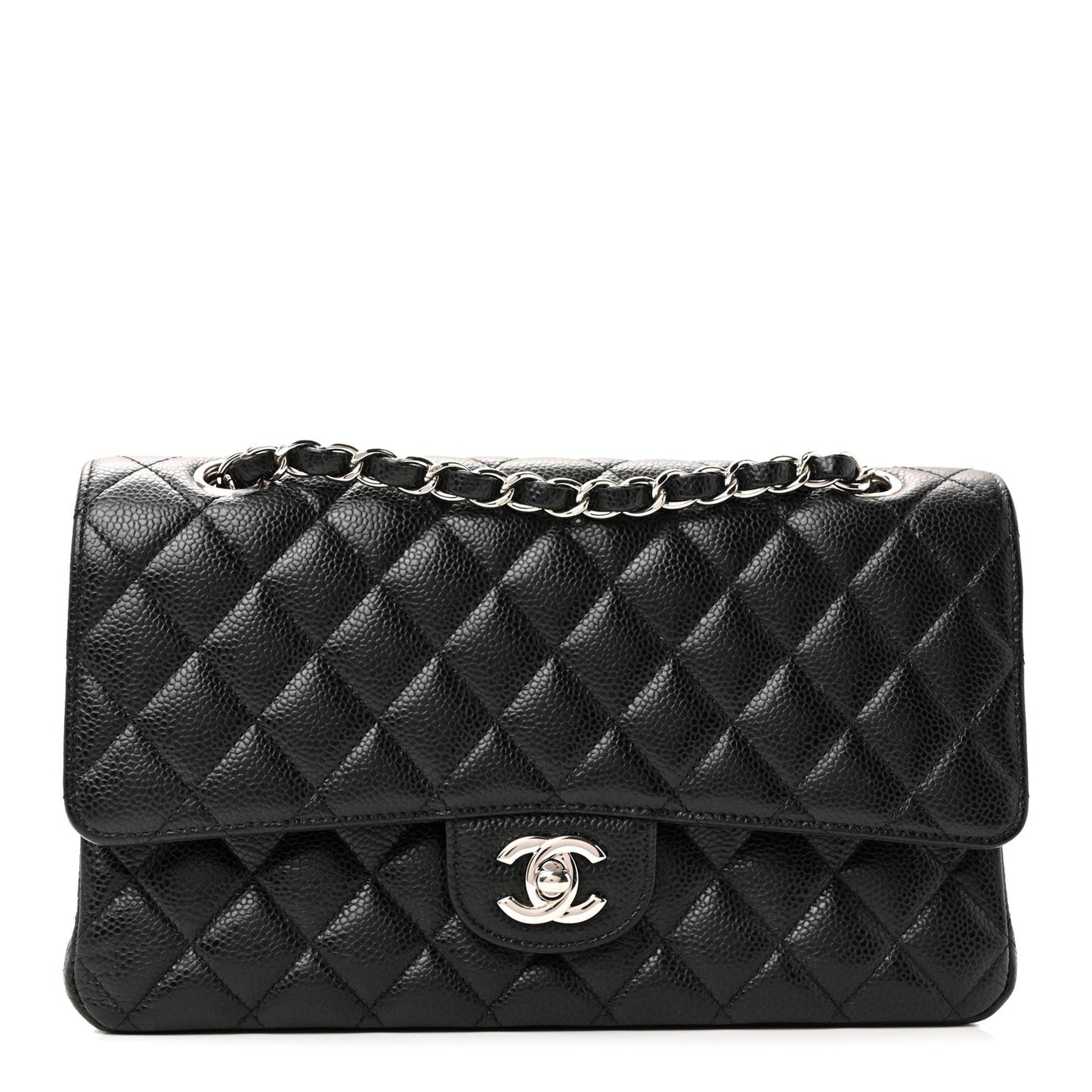 Caviar Quilted Medium Double Flap Black