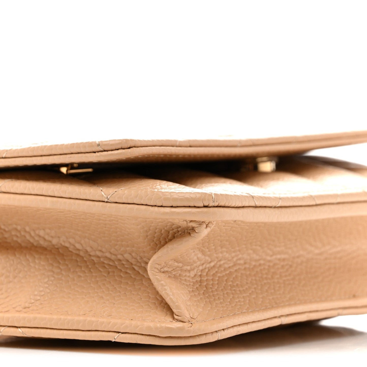 Caviar Quilted Wallet on Chain WOC Beige